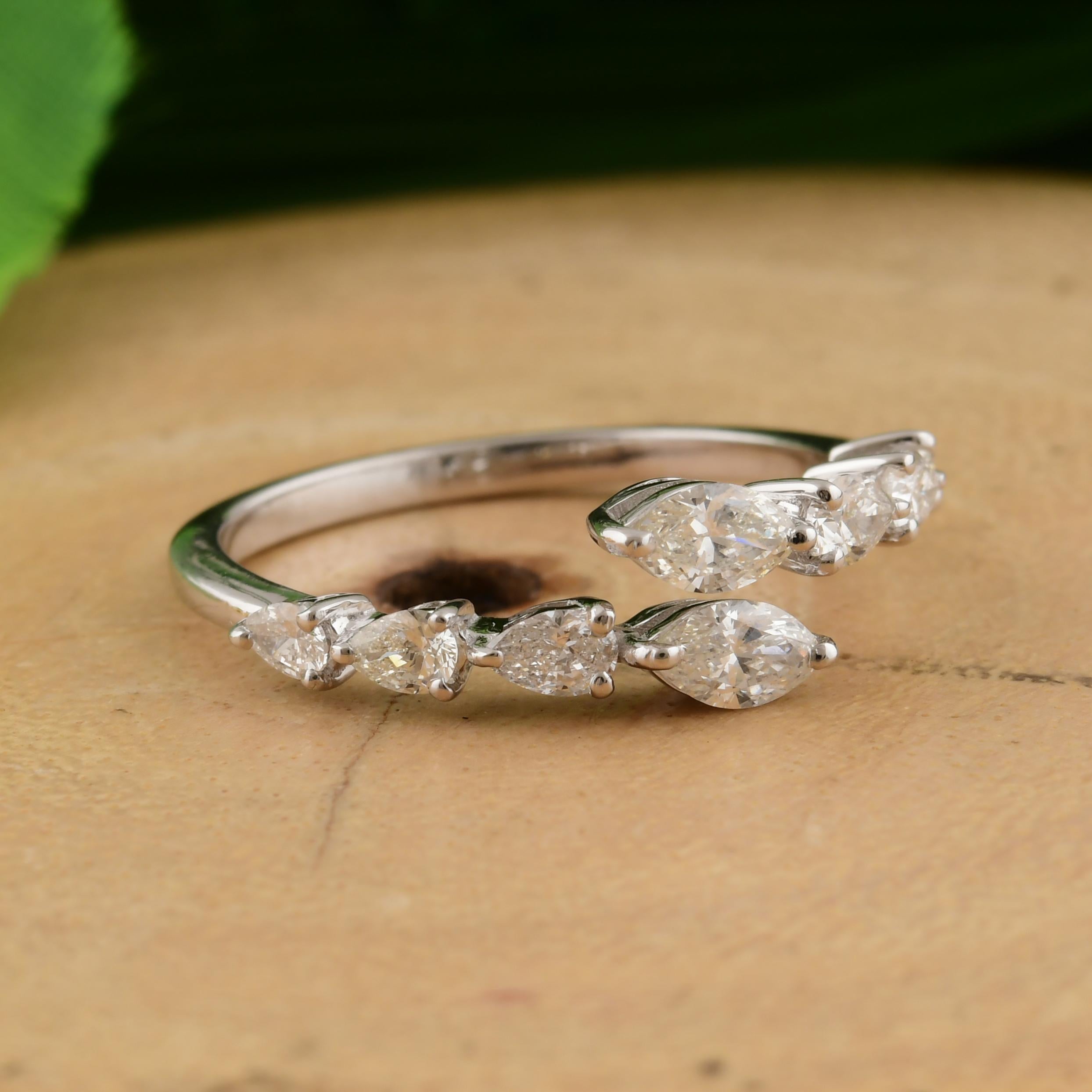 En vente :  Bague bypass en or blanc massif 18k avec diamant naturel de couleur HI et de pureté SI 7