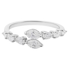 Anello bypass con diamante naturale minimale SI Clarity HI Color Oro bianco massiccio 18k