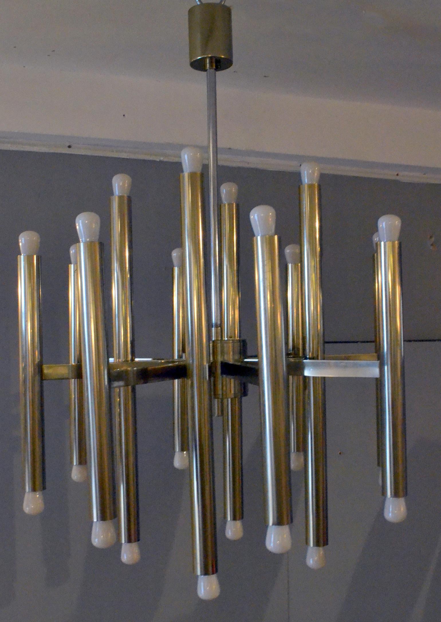 Minimal Nickel Sciolari Chandelier with 24 Lights 2