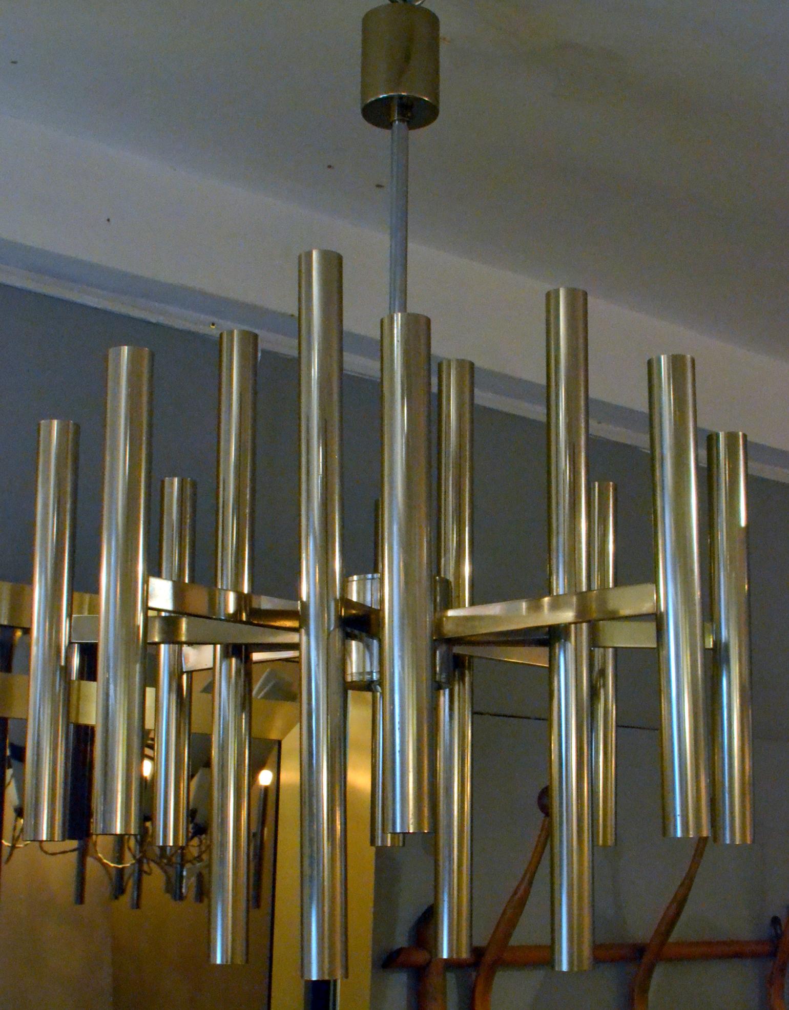 Minimal Chandelier by Sciolari in Chrome with 24 Lights For Sale 2