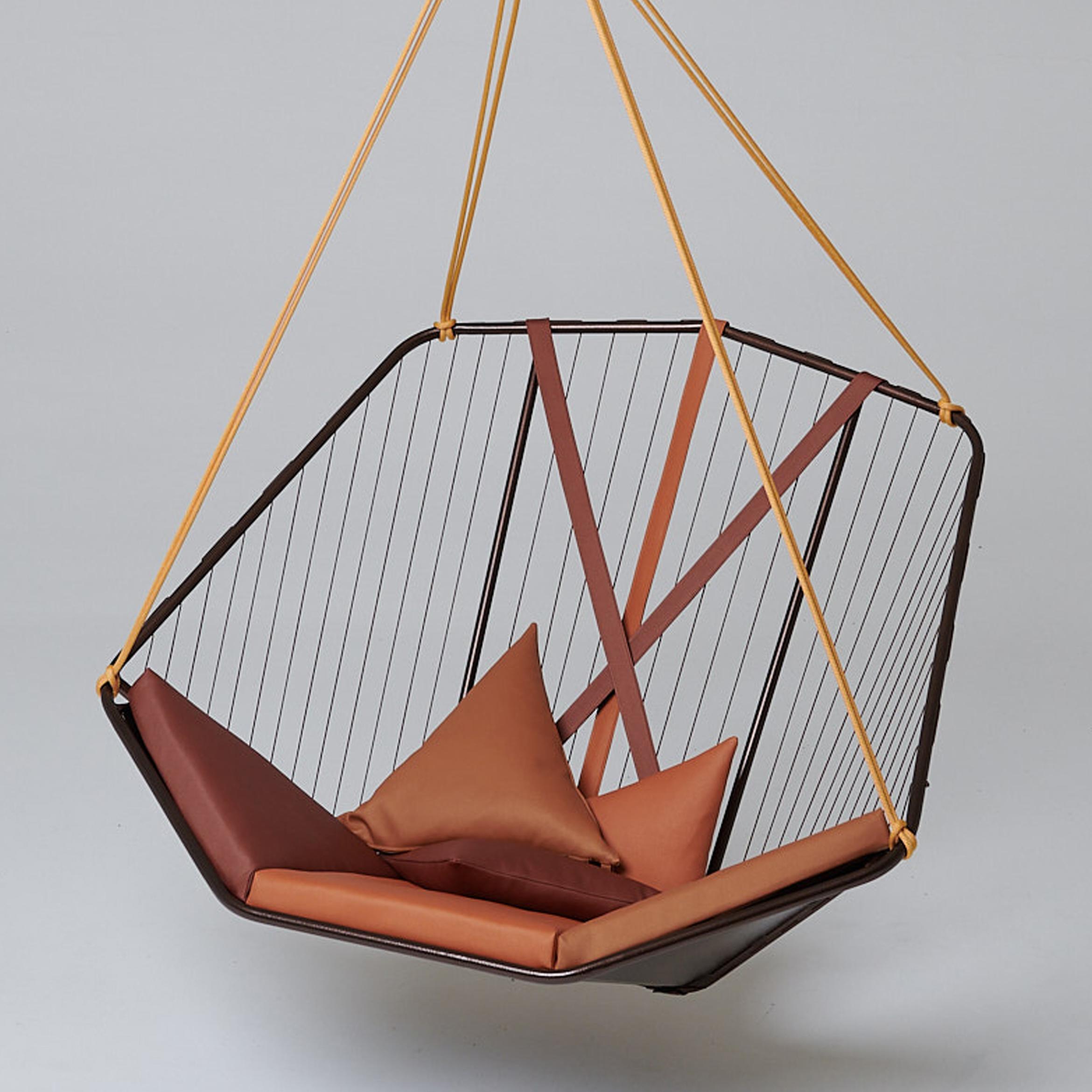 Stainless Steel Modern Angular Hanging Chair For Sale