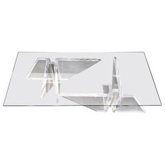 Minimal Prismatic, Substantial Lucite Glass Coffee Table 1970s Sculptural Modern