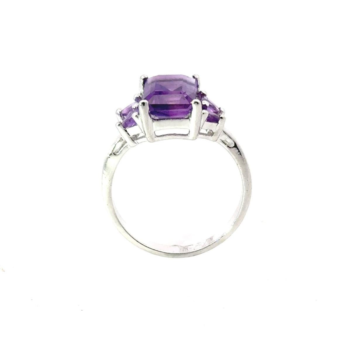 For Sale:  Minimal Purple Amethyst 3.1 Carat Promise Ring in Sterling Silver Mother Gift 3