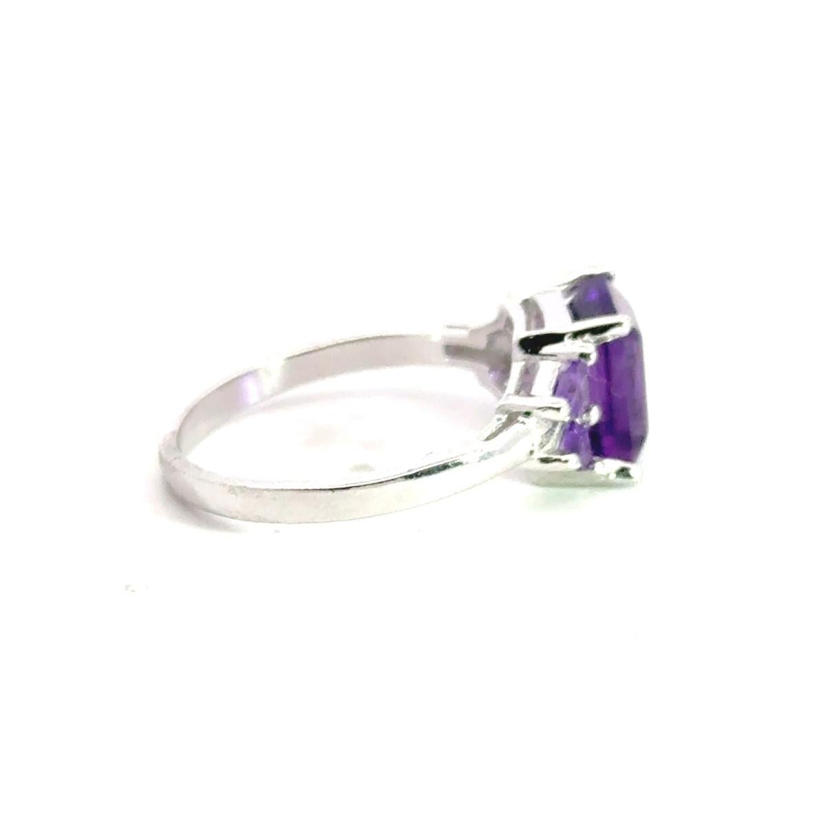 For Sale:  Minimal Purple Amethyst 3.1 Carat Promise Ring in Sterling Silver Mother Gift 6