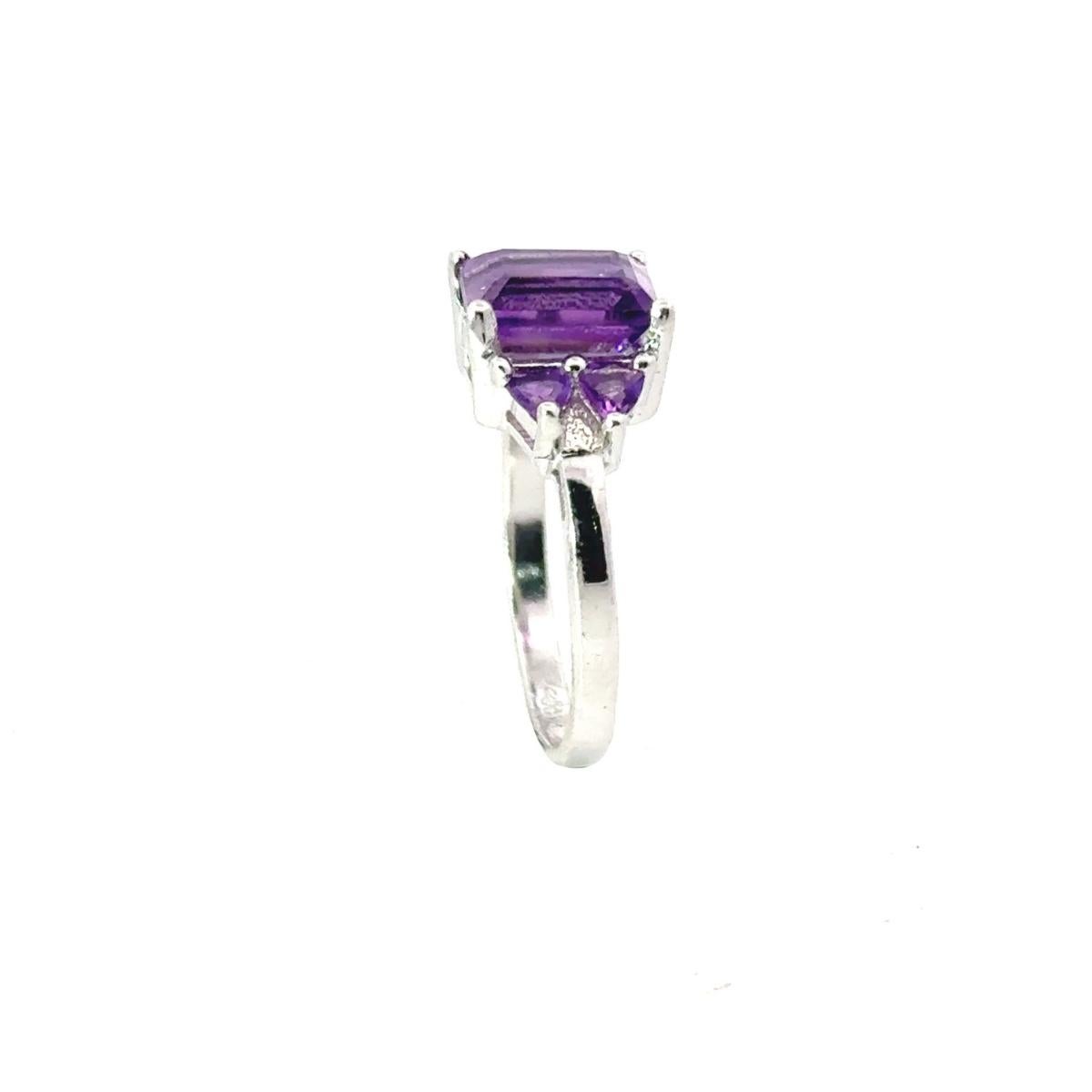 For Sale:  Minimal Purple Amethyst 3.1 Carat Promise Ring in Sterling Silver Mother Gift 7