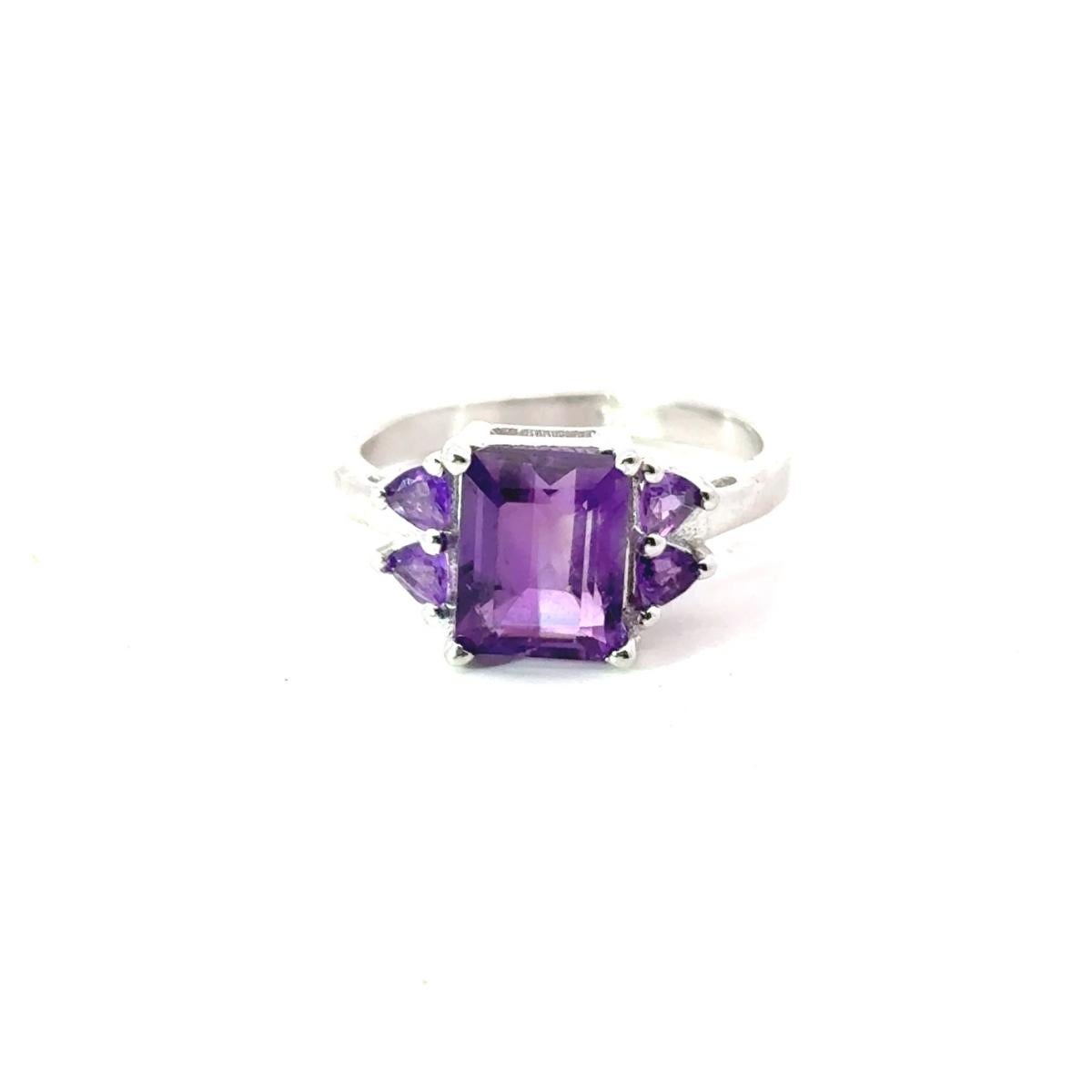 For Sale:  Minimal Purple Amethyst 3.1 Carat Promise Ring in Sterling Silver Mother Gift 9