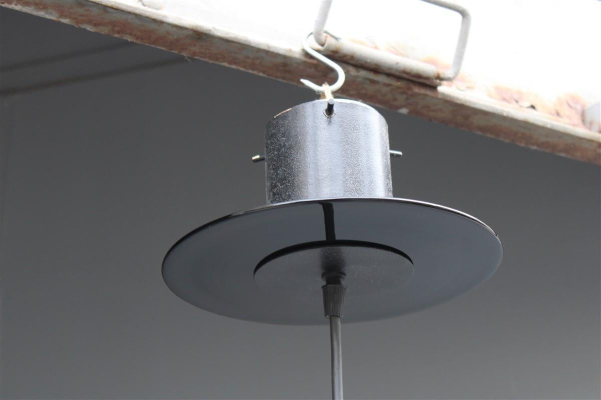 Lampadario rotondo minimalista 1980 in vetro di Murano nero in stile Ettore Sottsass in vendita 4