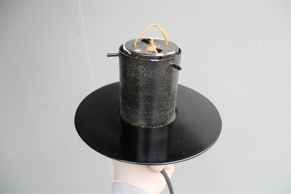 Lampadario rotondo minimalista 1980 in vetro di Murano nero in stile Ettore Sottsass in vendita 6