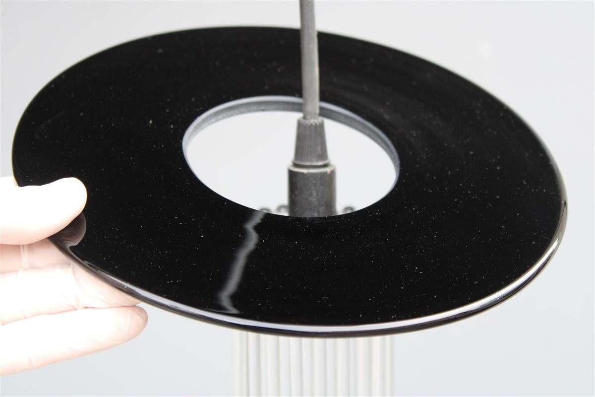 Fine XX secolo Lampadario rotondo minimalista 1980 in vetro di Murano nero in stile Ettore Sottsass in vendita