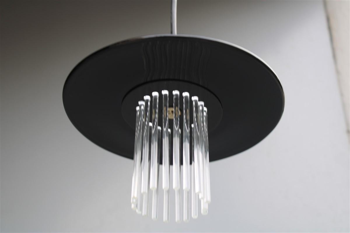 Lampadario rotondo minimalista 1980 in vetro di Murano nero in stile Ettore Sottsass in vendita 1