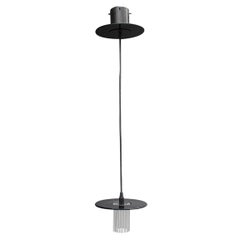 Minimal Round Chandelier 1980 Black Murano Glass Ettore Sottsass Style