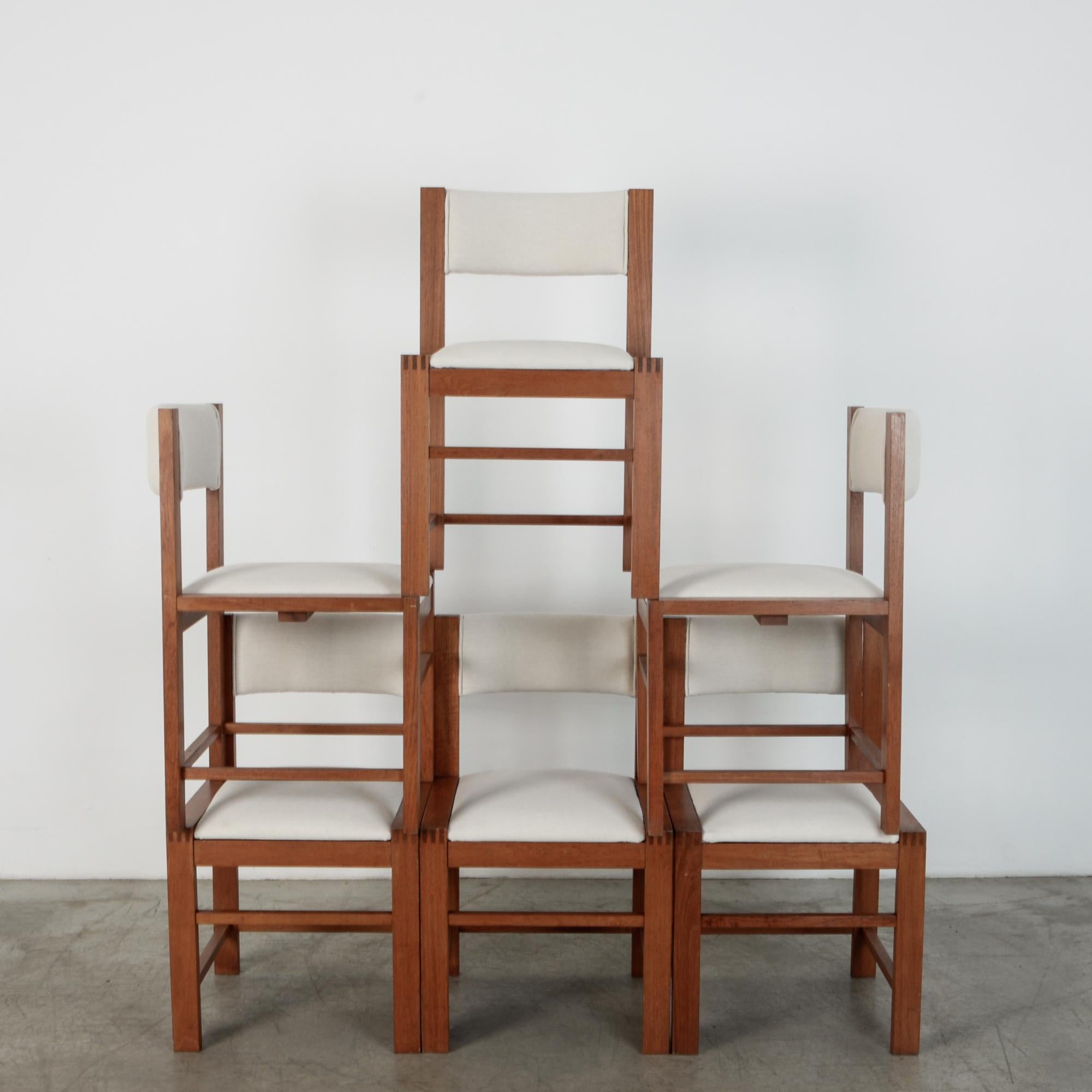 Minimal Scandinavian Teak Dining Chairs, Set of Six In Good Condition In High Point, NC
