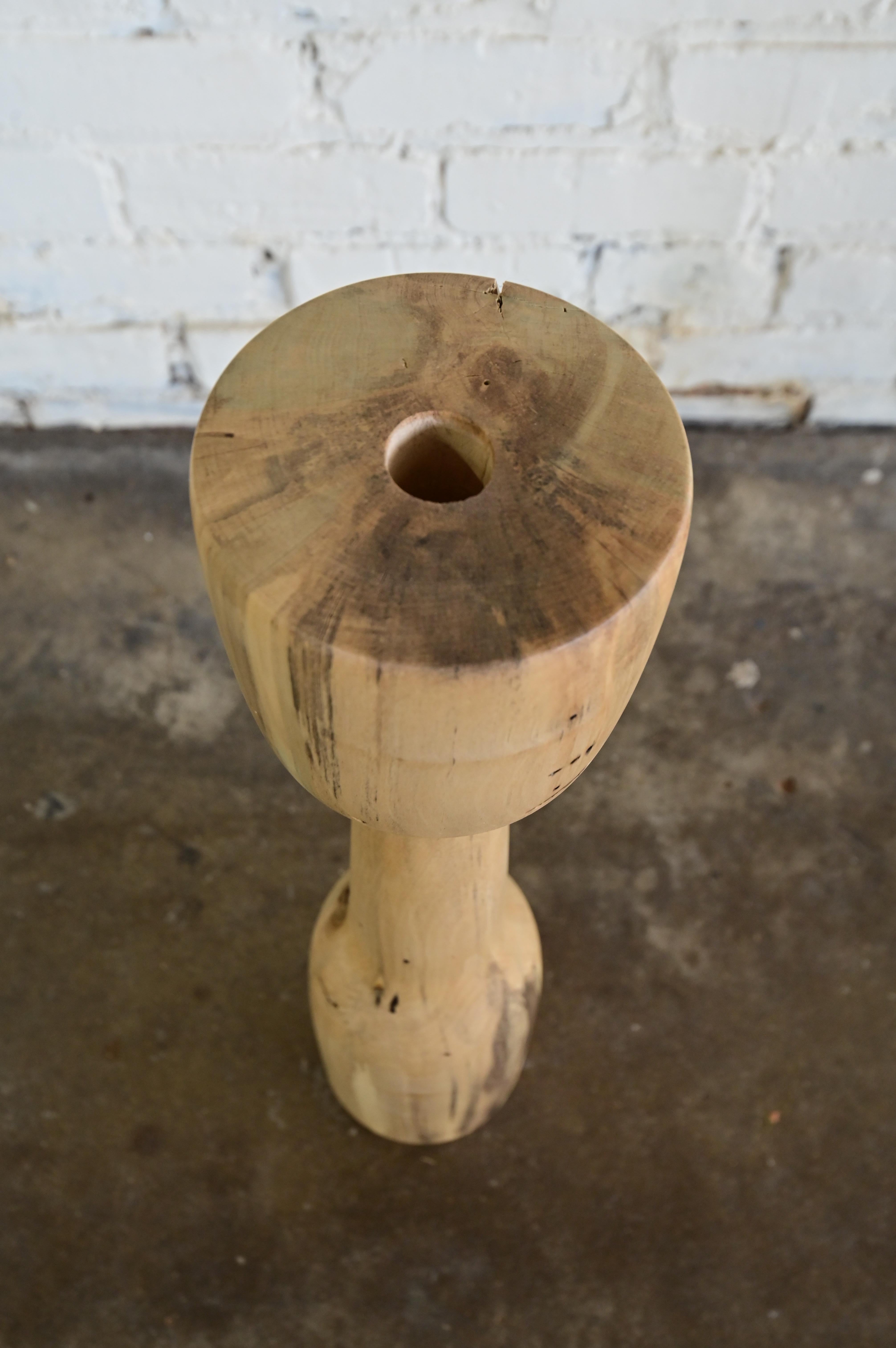Minimal Sculpted Wooden Floor Vase For Sale 4