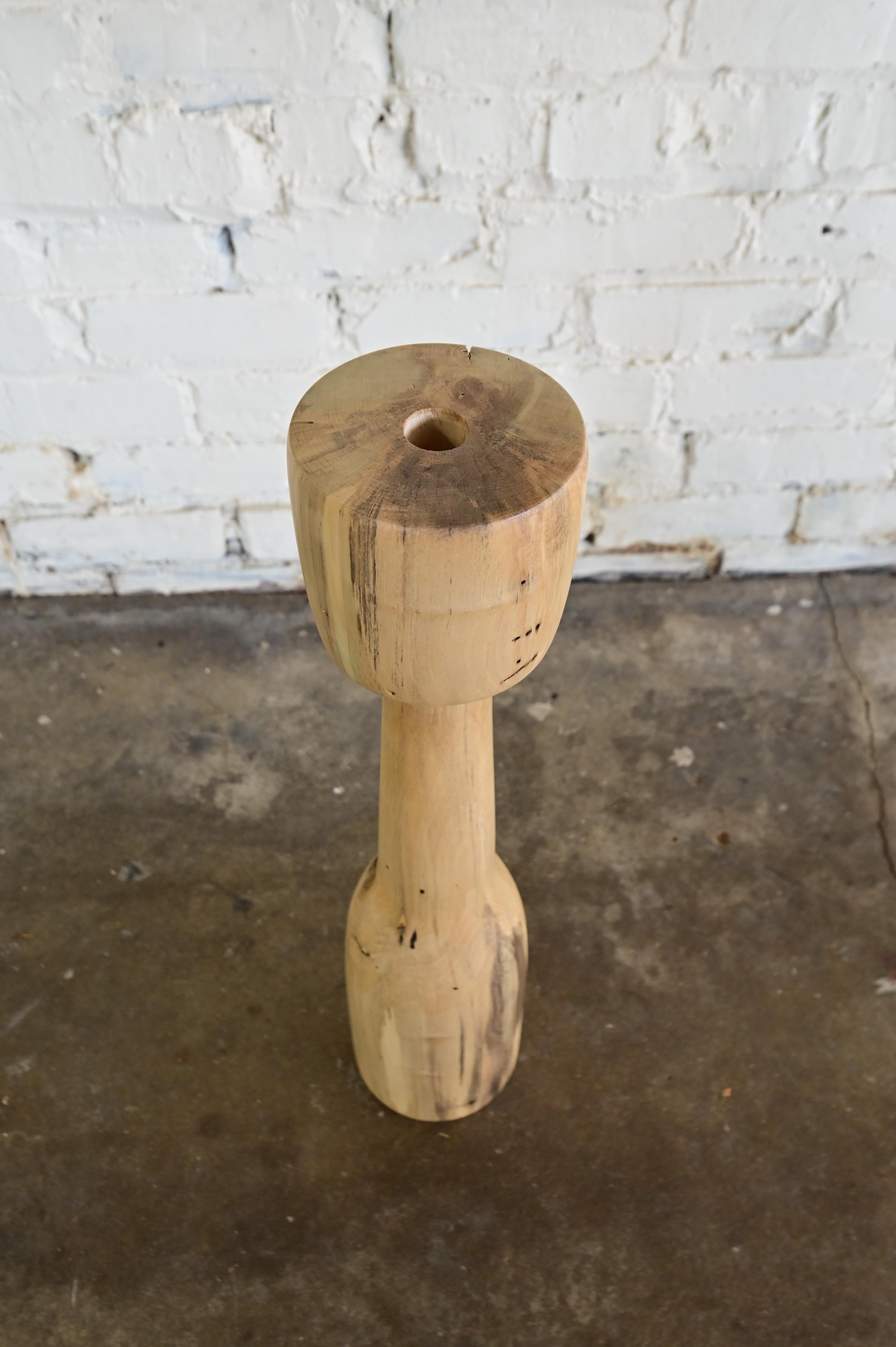 Minimal Sculpted Wooden Floor Vase For Sale 5