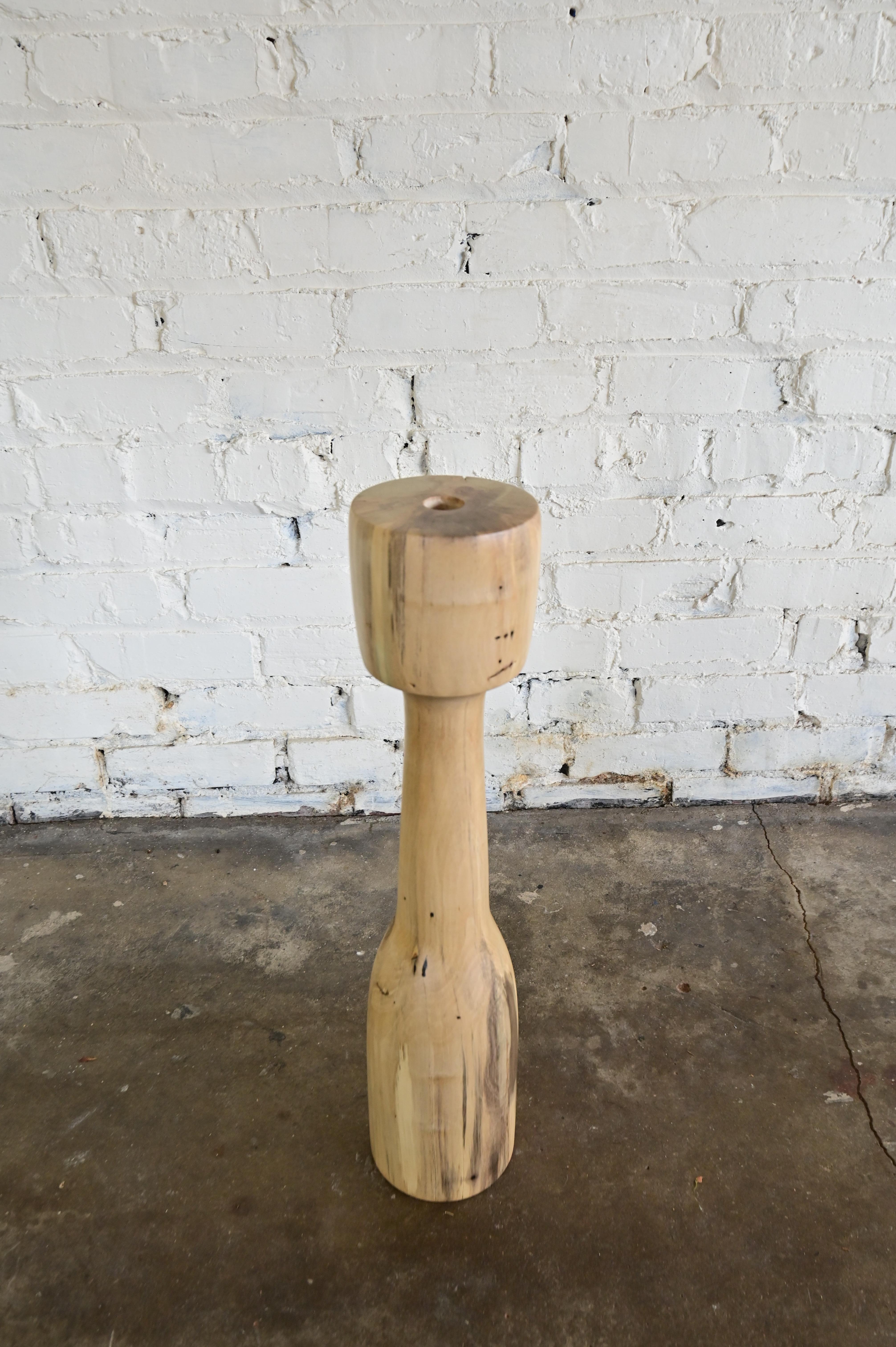 Minimal Sculpted Wooden Floor Vase For Sale 6