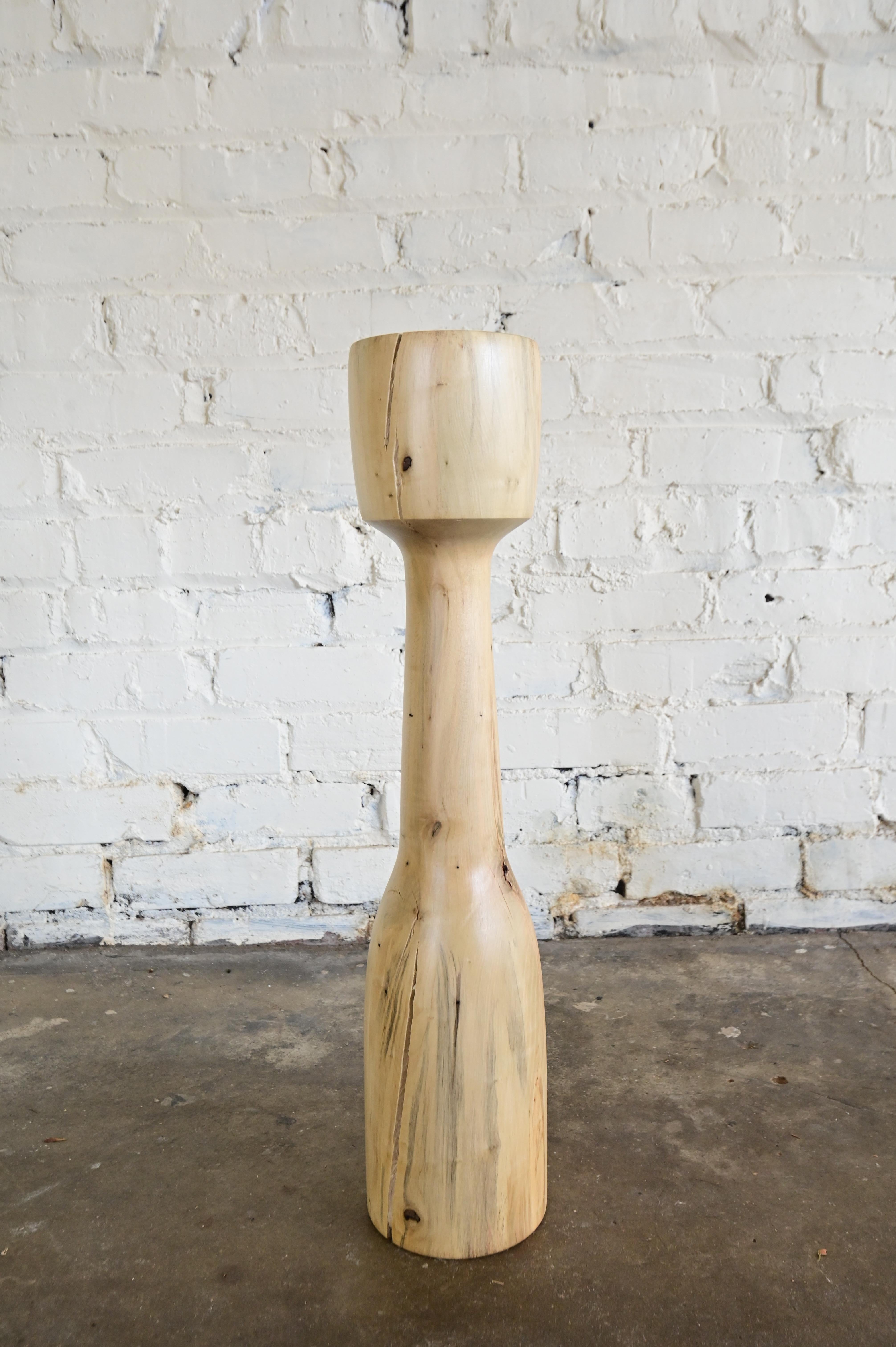 Minimal Sculpted Wooden Floor Vase For Sale 9