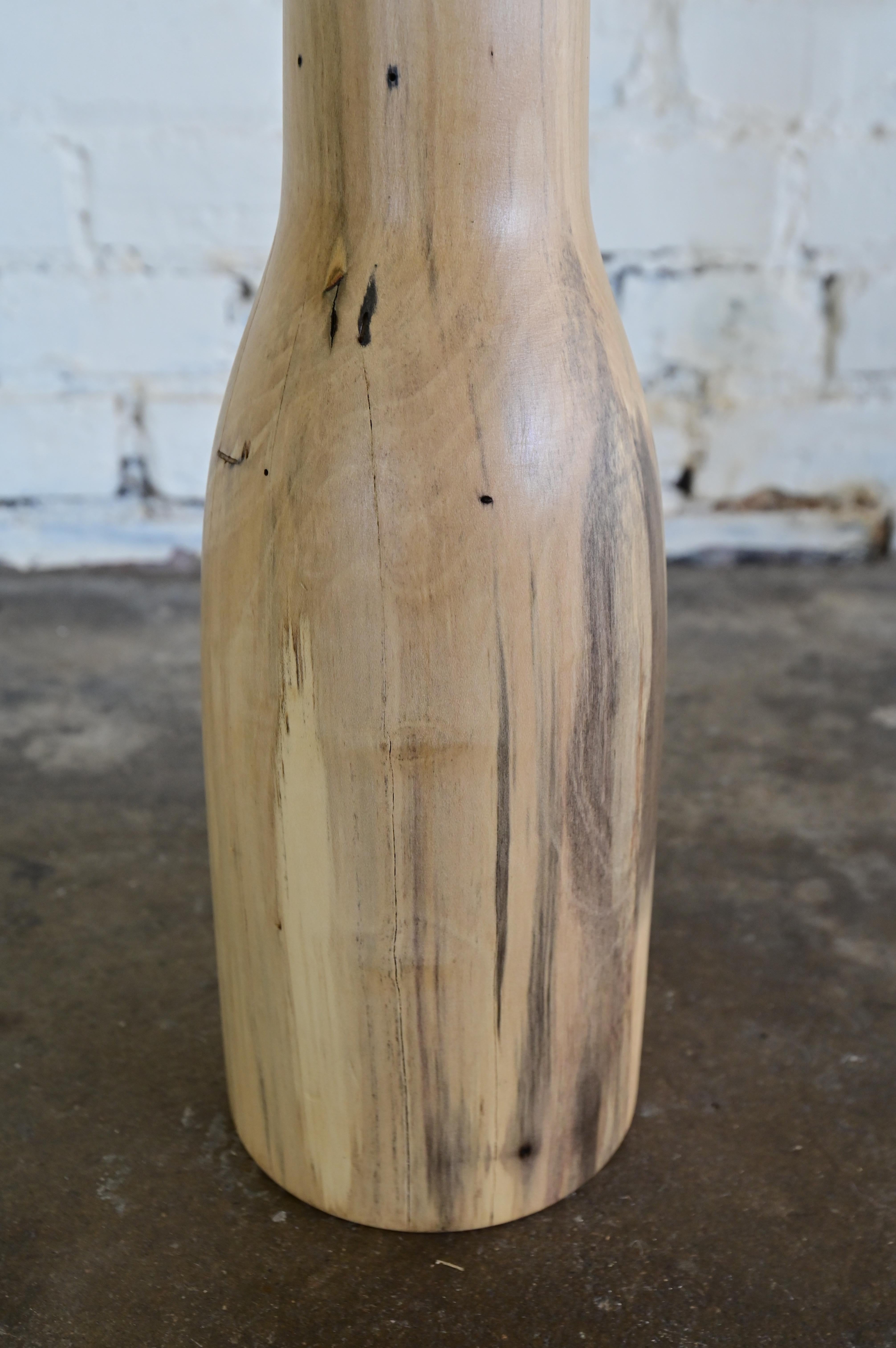 Minimal Sculpted Wooden Floor Vase For Sale 10