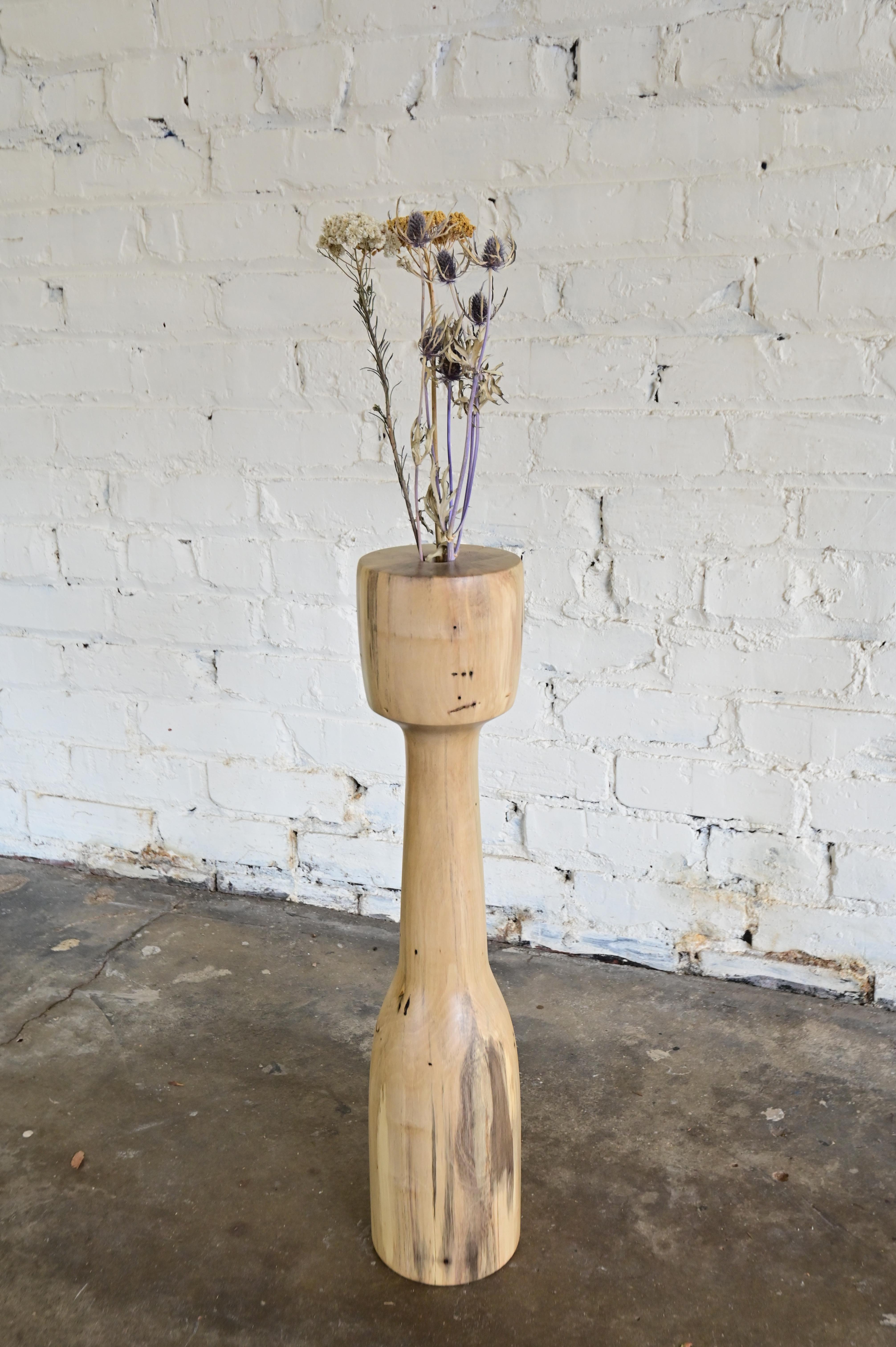 Minimal Sculpted Wooden Floor Vase In New Condition For Sale In Richmond, VA