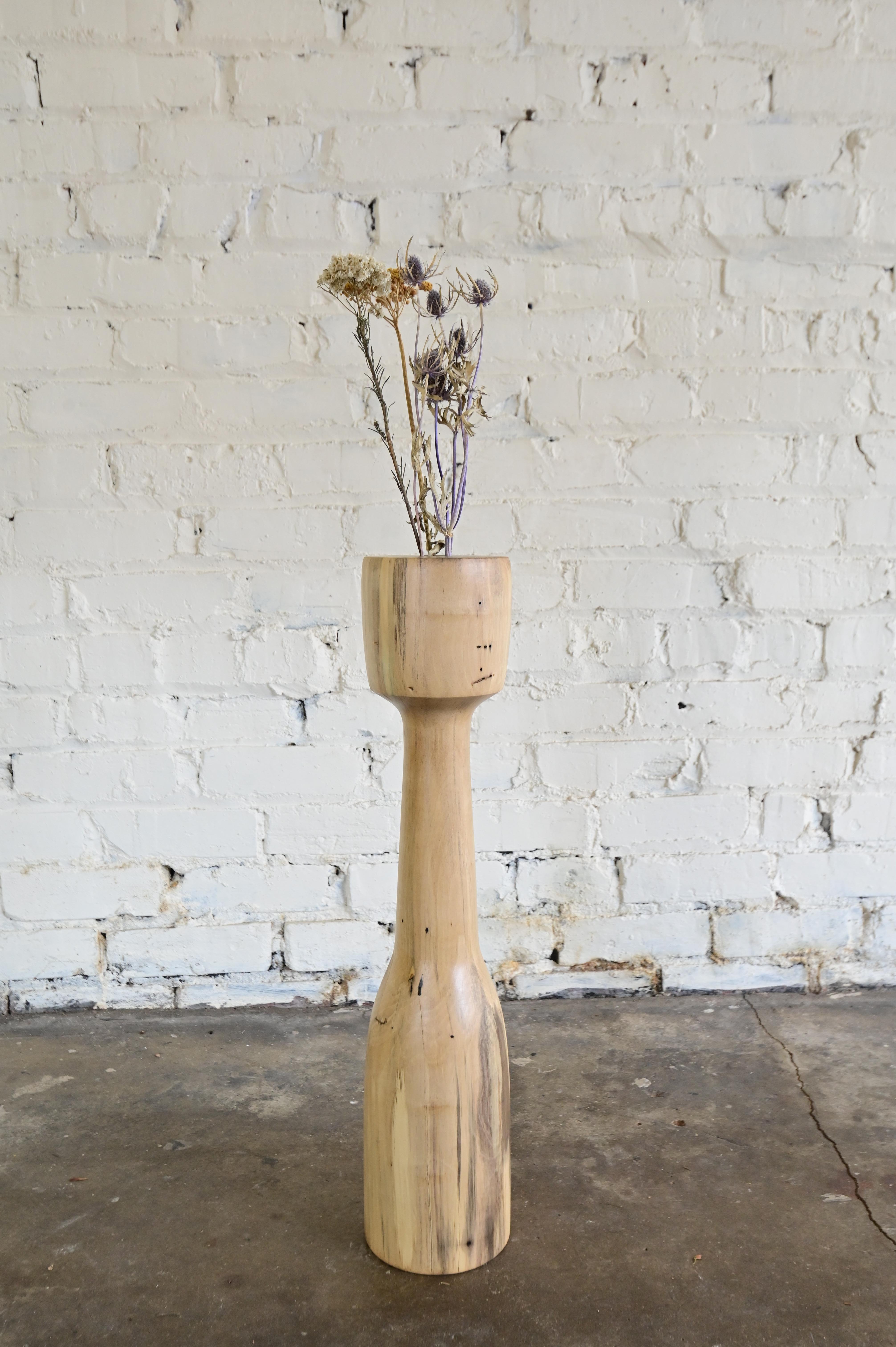 Minimal Sculpted Wooden Floor Vase For Sale 1