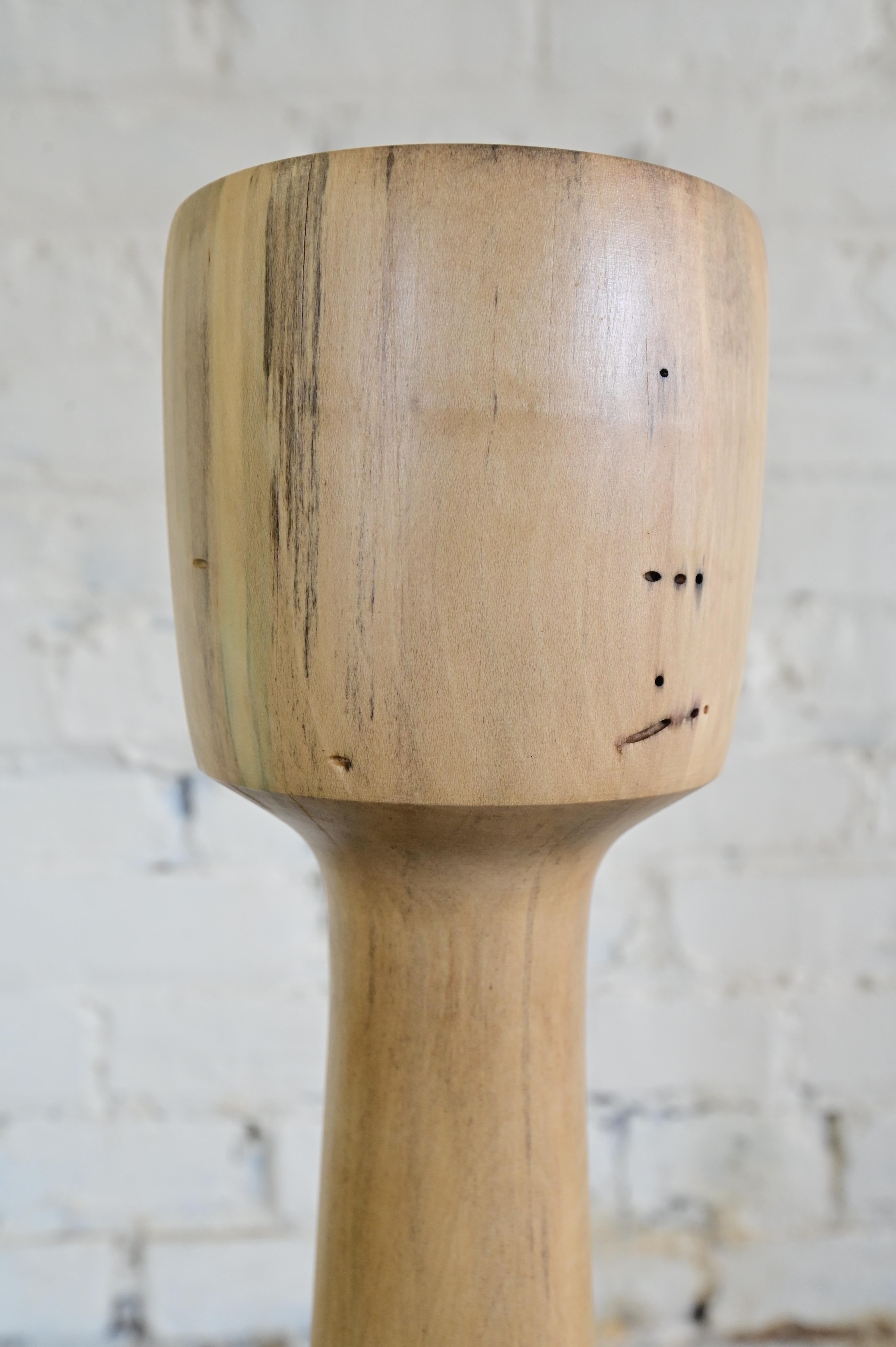 Minimal Sculpted Wooden Floor Vase For Sale 2