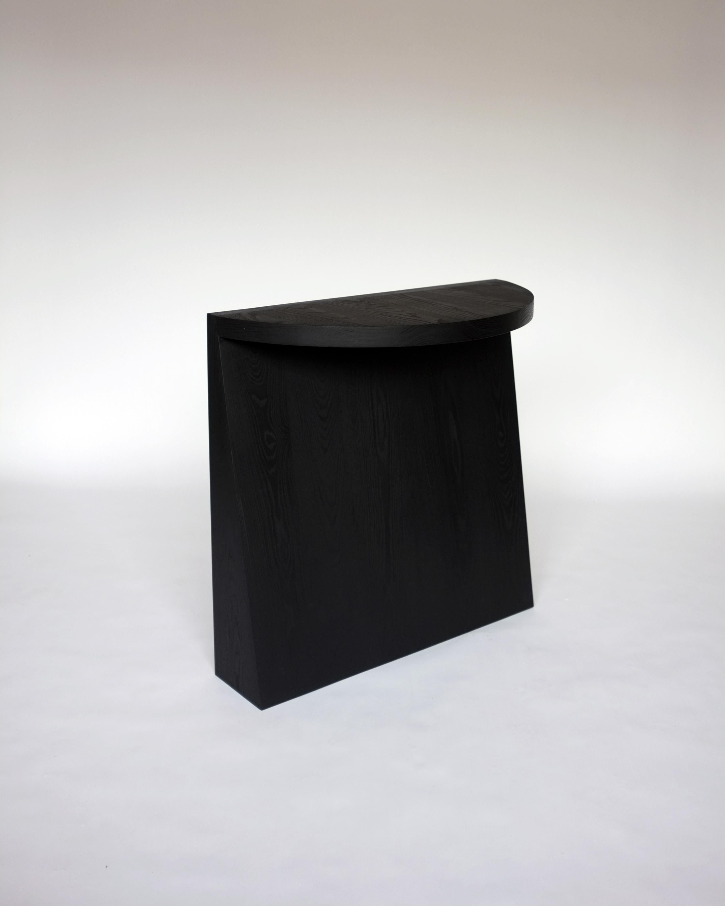 Minimalist Minimal Sculptural Geometric Black Dyed Ash Wood Console Table by Campagna