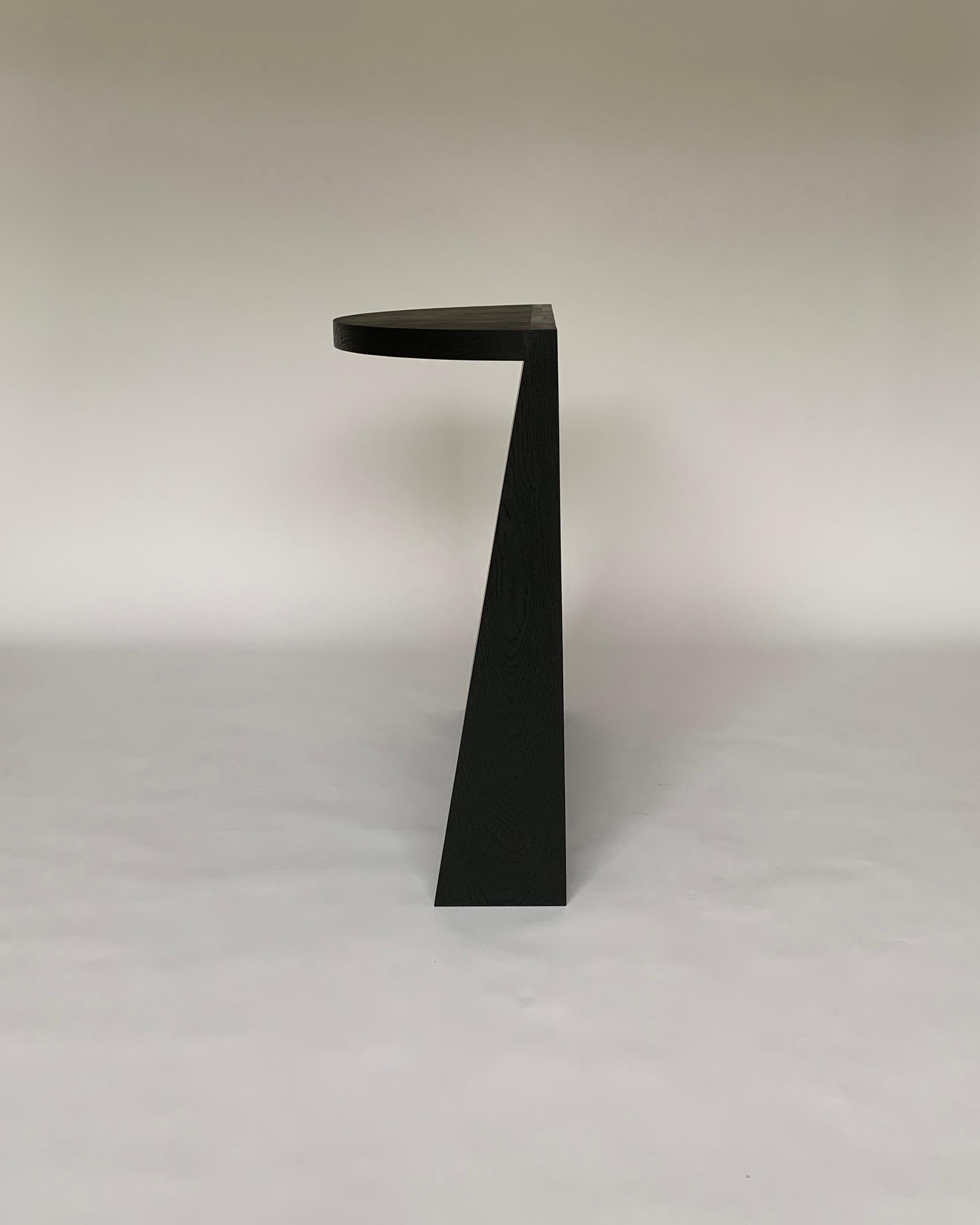 North American Minimal Sculptural Geometric Black Dyed Ash Wood Console Table by Campagna