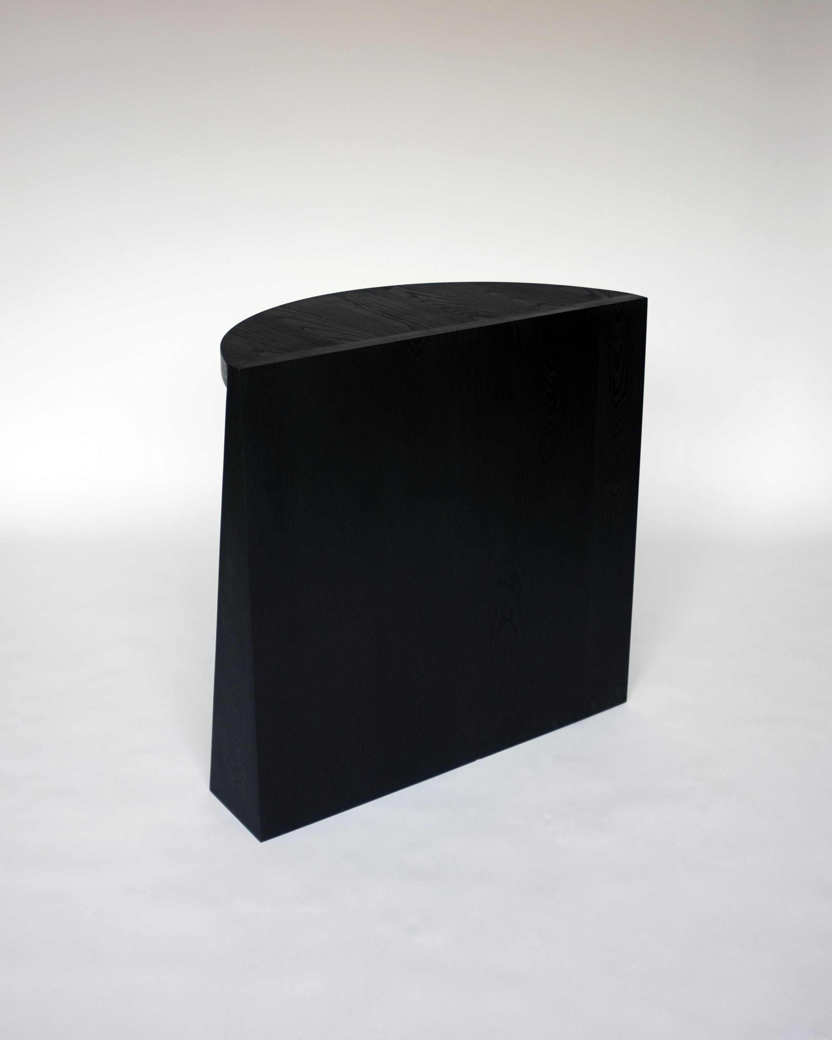 Blackened Minimal Sculptural Geometric Black Dyed Ash Wood Console Table by Campagna
