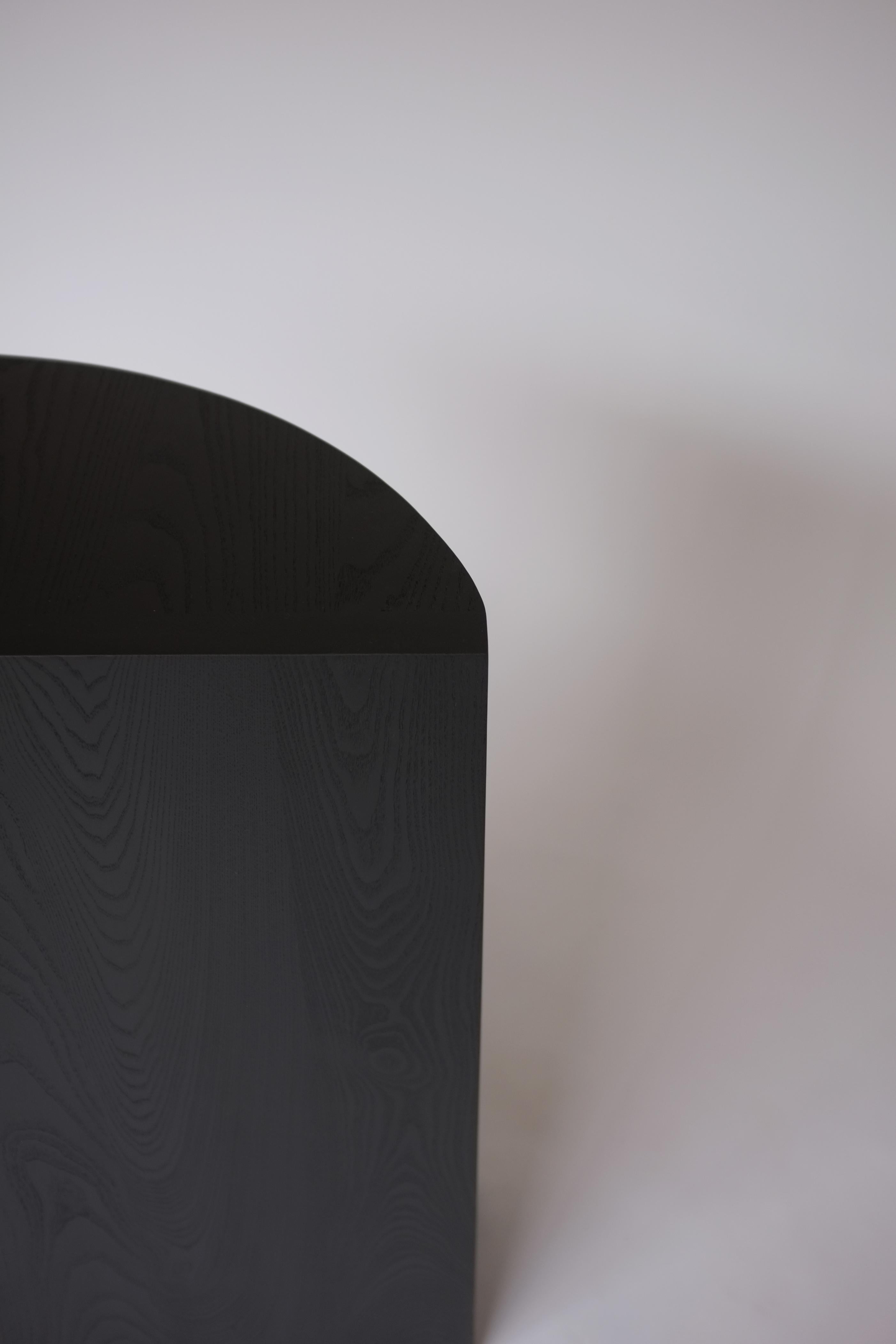 Minimal Sculptural Geometric Black Dyed Ash Wood Console Table by Campagna In New Condition In Portland, OR