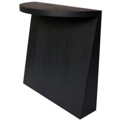 Minimal Sculptural Geometric Black Dyed Ash Wood Console Table by Campagna