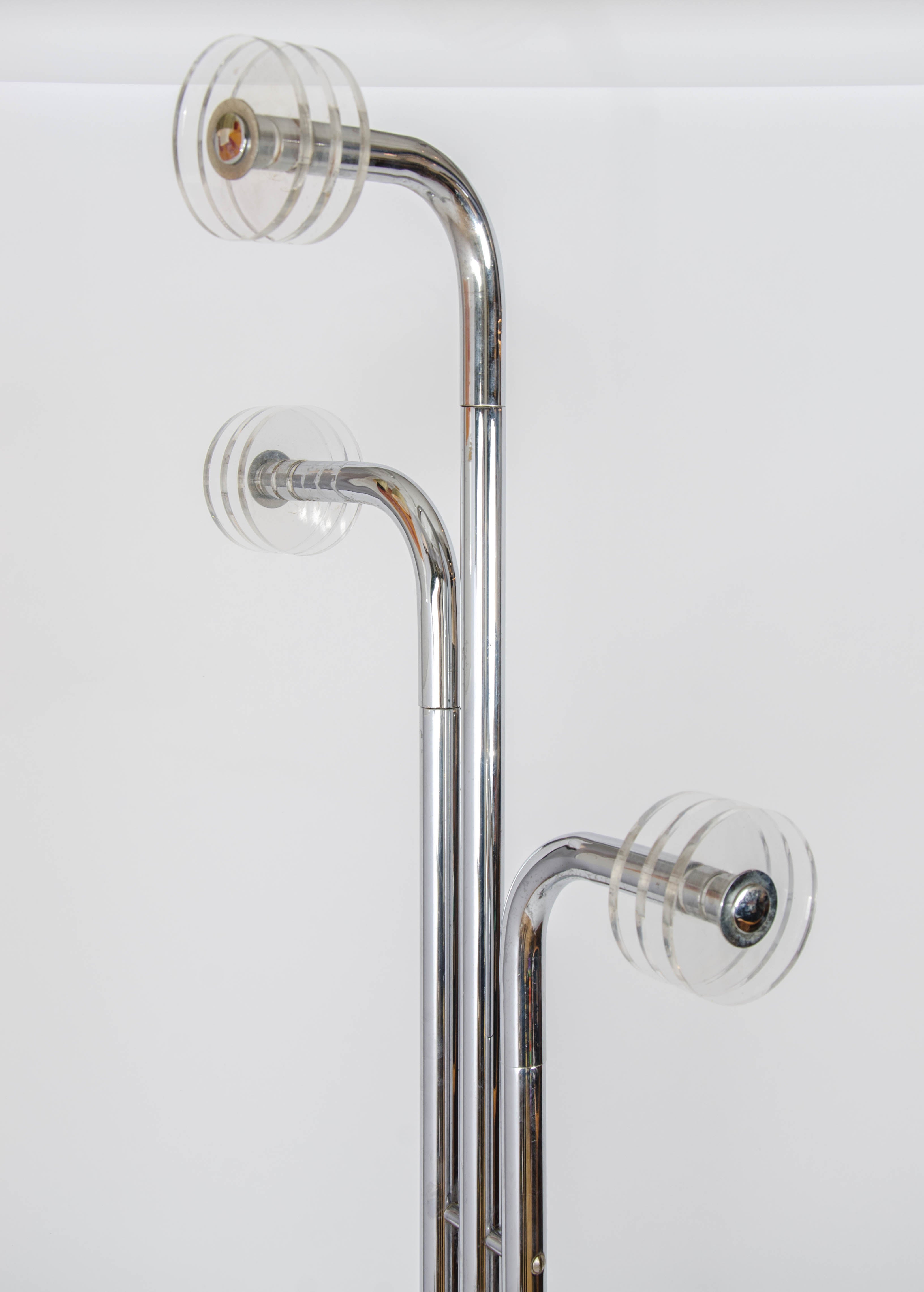 Mid-20th Century Coat Stand Free Standing in Chrome, Perspex and Black and Gold Marble For Sale