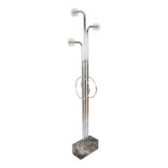 Free Standing Coat Stand in Chrome, Perspex and Black Marble