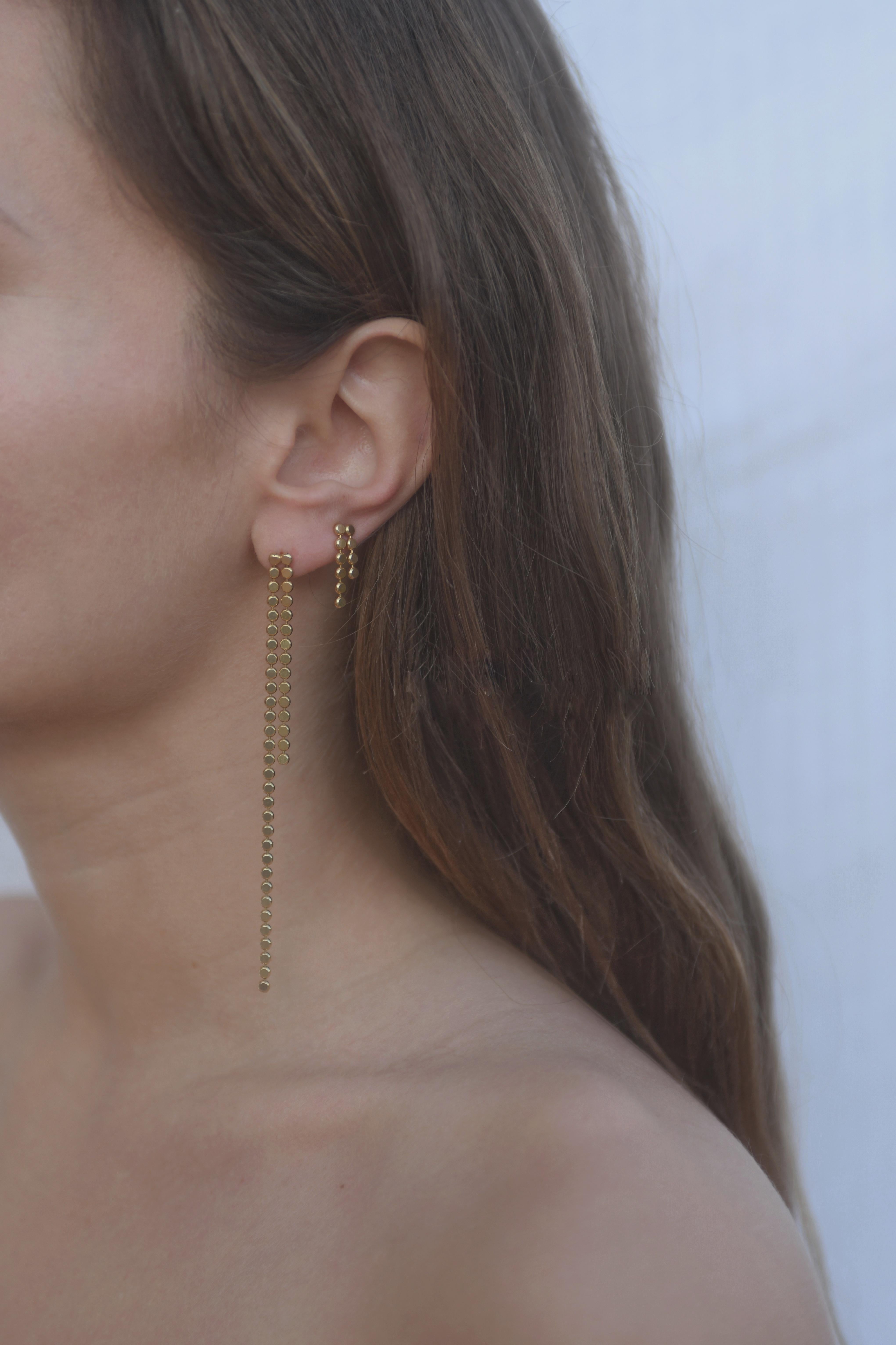 Women's  Earrings Studs Round Chain Minimal  Short 18K Gold-Plated Silver Greek Earrings For Sale