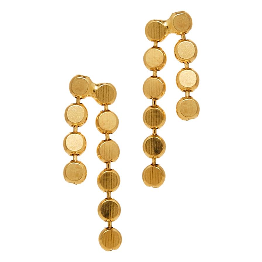  Earrings Studs Round Chain Minimal  Short 18K Gold-Plated Silver Greek Earrings For Sale