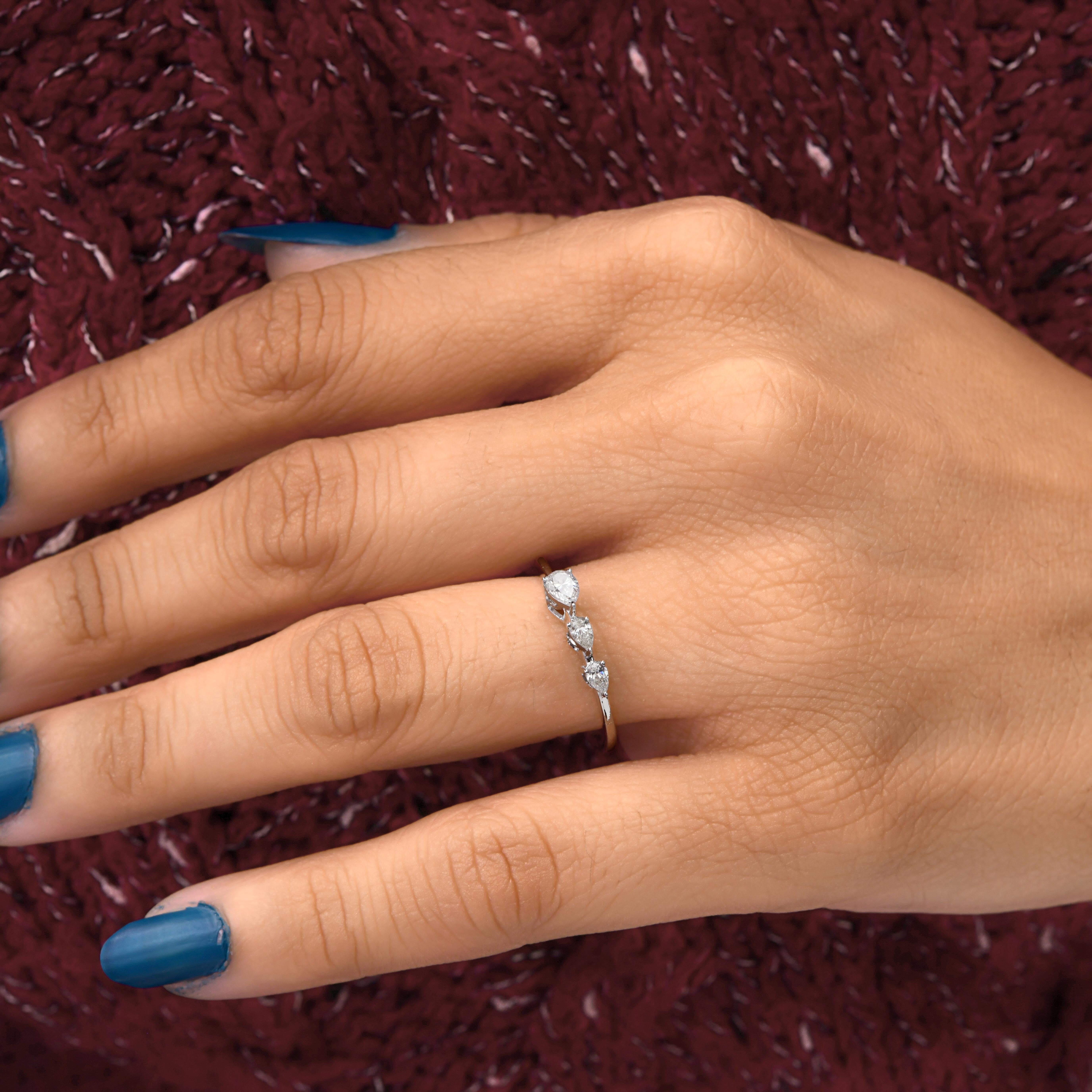 For Sale:  Minimal SI Clarity HI Color Diamond Stackable Ring Gift 18k White Gold 2