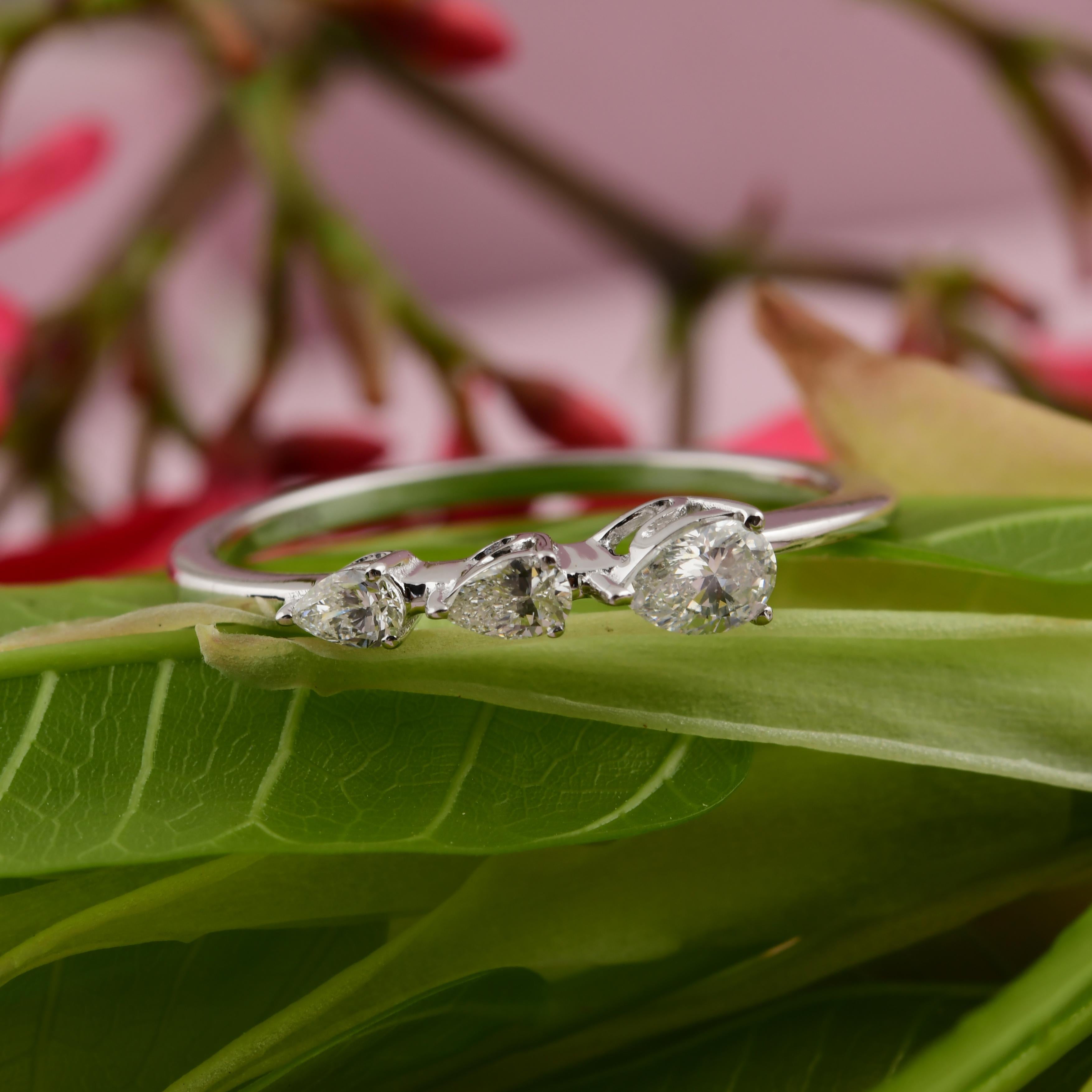 For Sale:  Minimal SI Clarity HI Color Diamond Stackable Ring Gift 18k White Gold 4