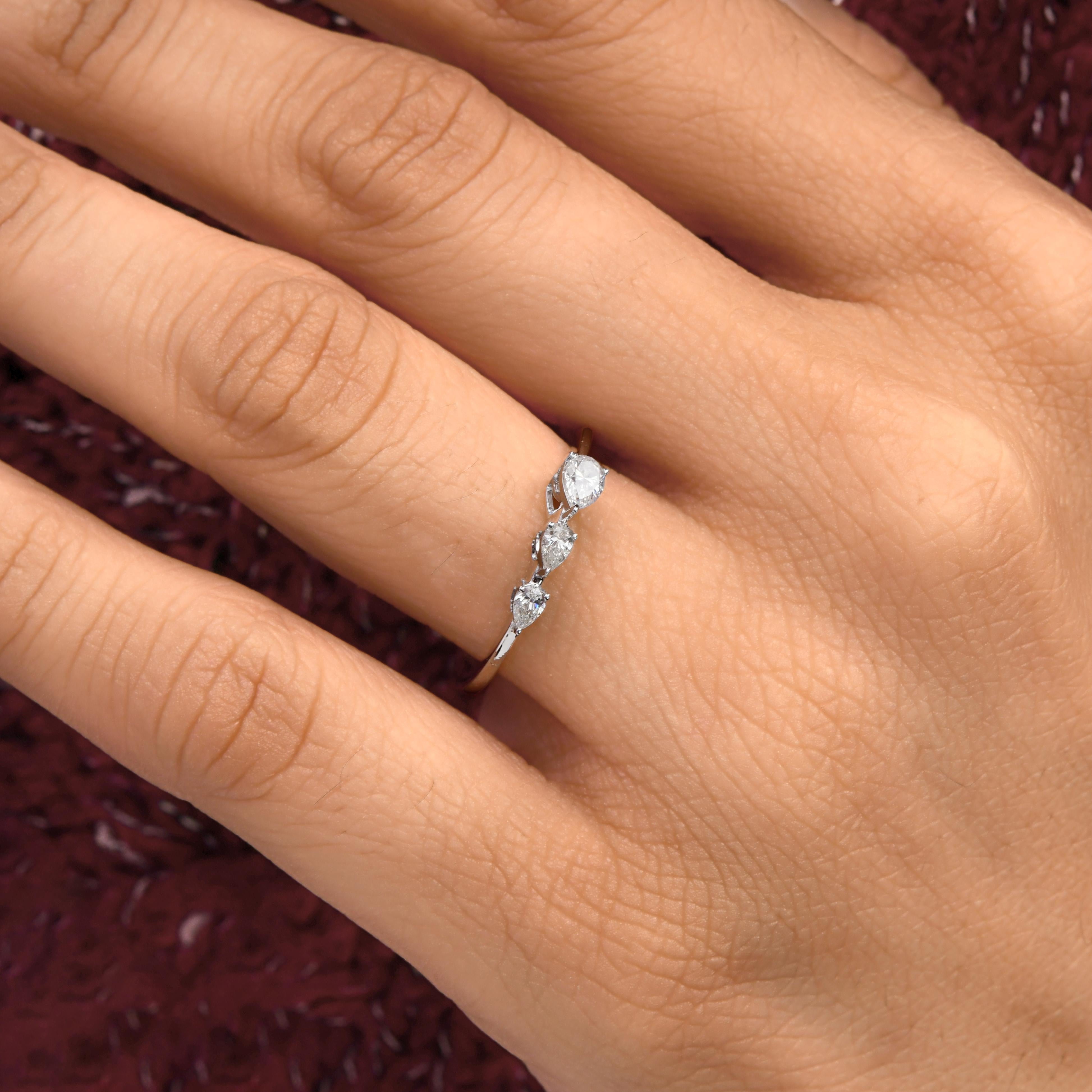For Sale:  Minimal SI Clarity HI Color Diamond Stackable Ring Gift 18k White Gold 5