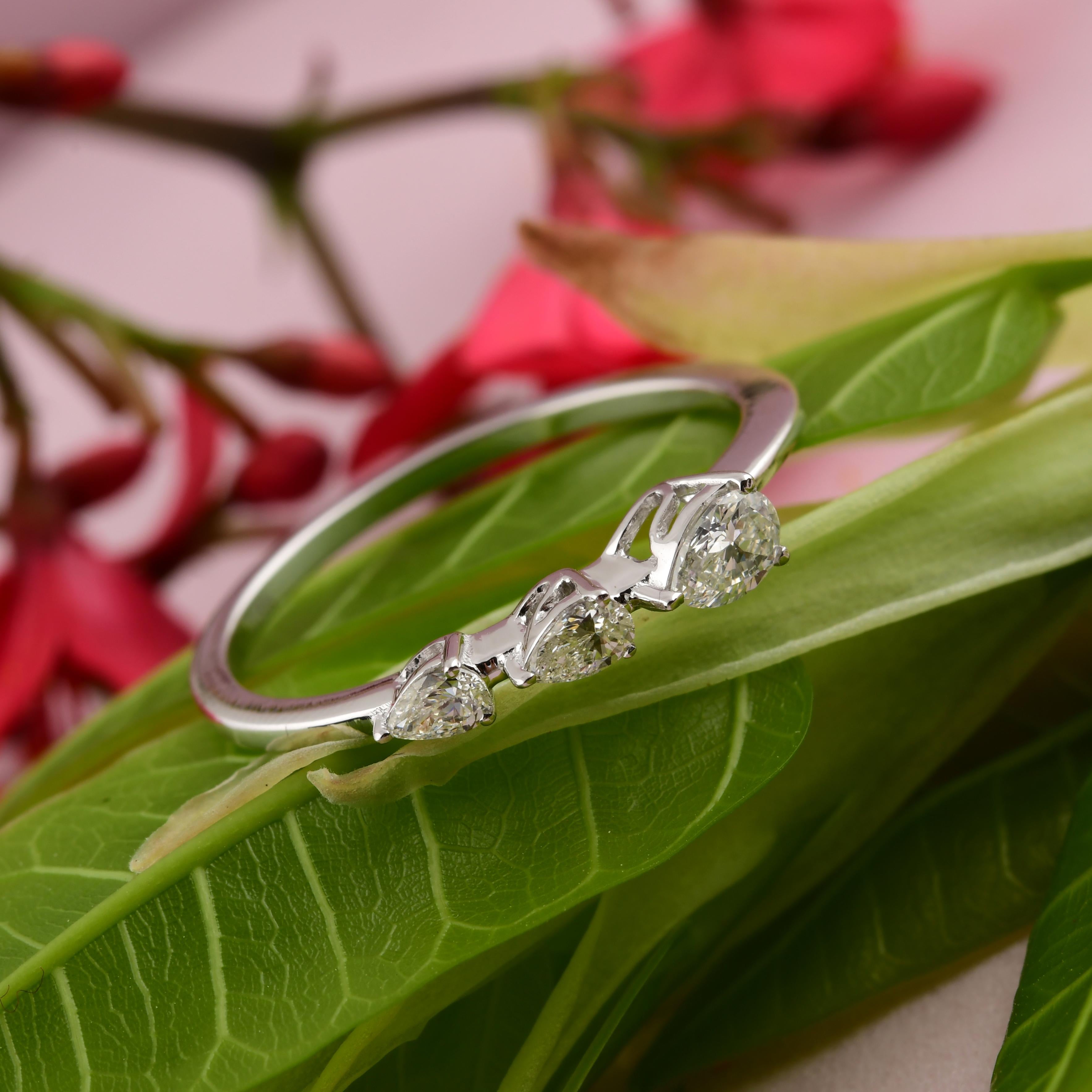 For Sale:  Minimal SI Clarity HI Color Diamond Stackable Ring Gift 18k White Gold 6