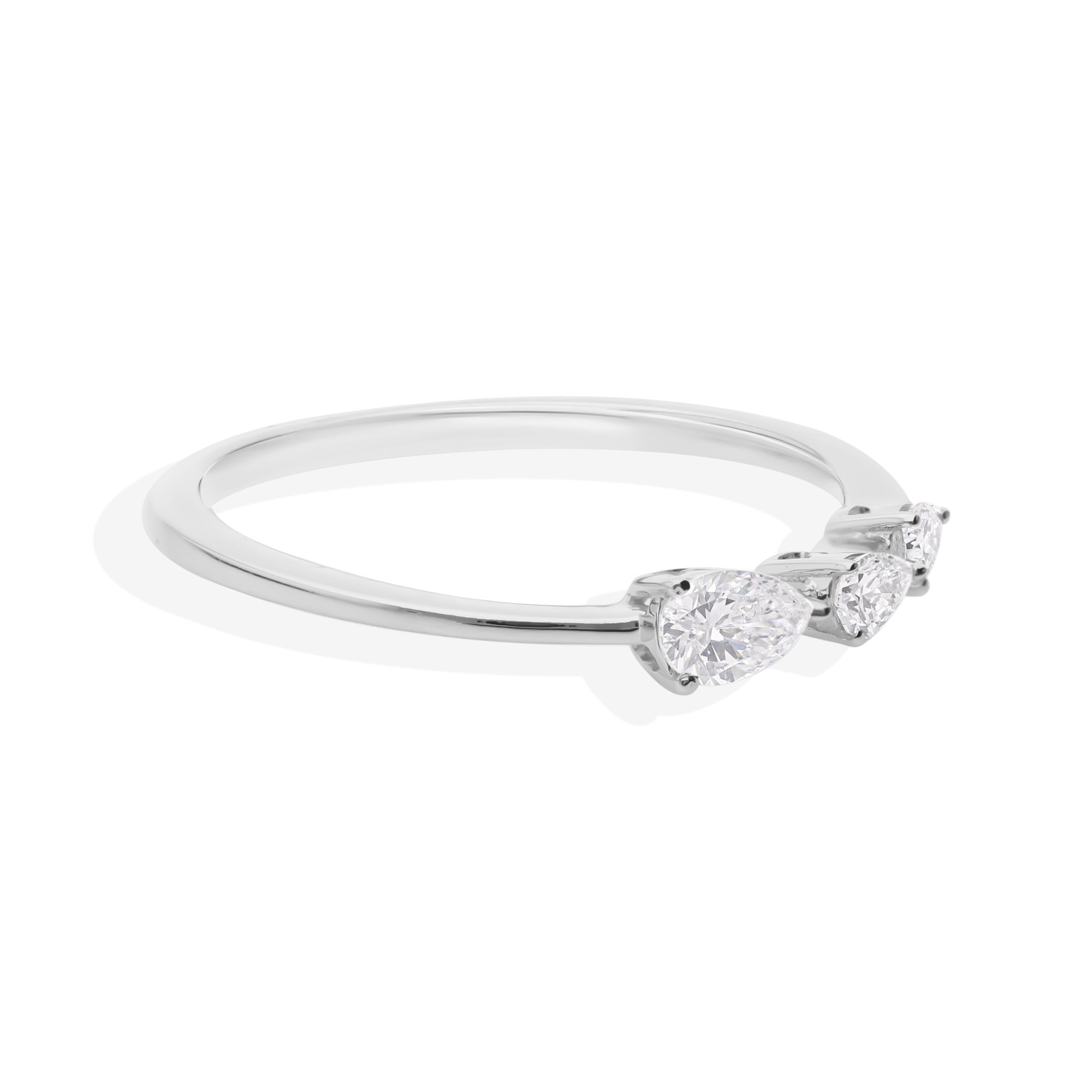 For Sale:  Minimal SI Clarity HI Color Diamond Stackable Ring Gift 18k White Gold 7