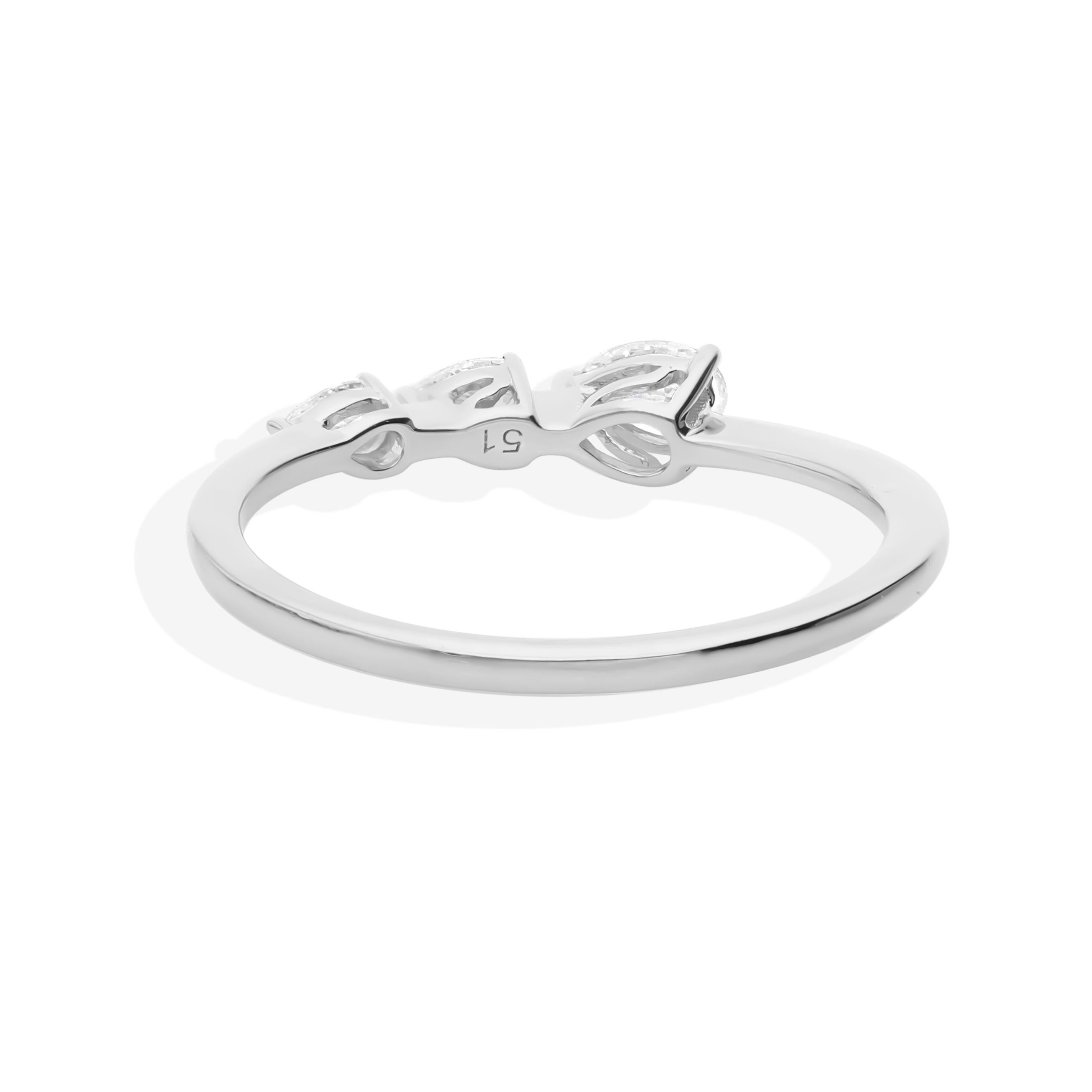 For Sale:  Minimal SI Clarity HI Color Diamond Stackable Ring Gift 18k White Gold 8