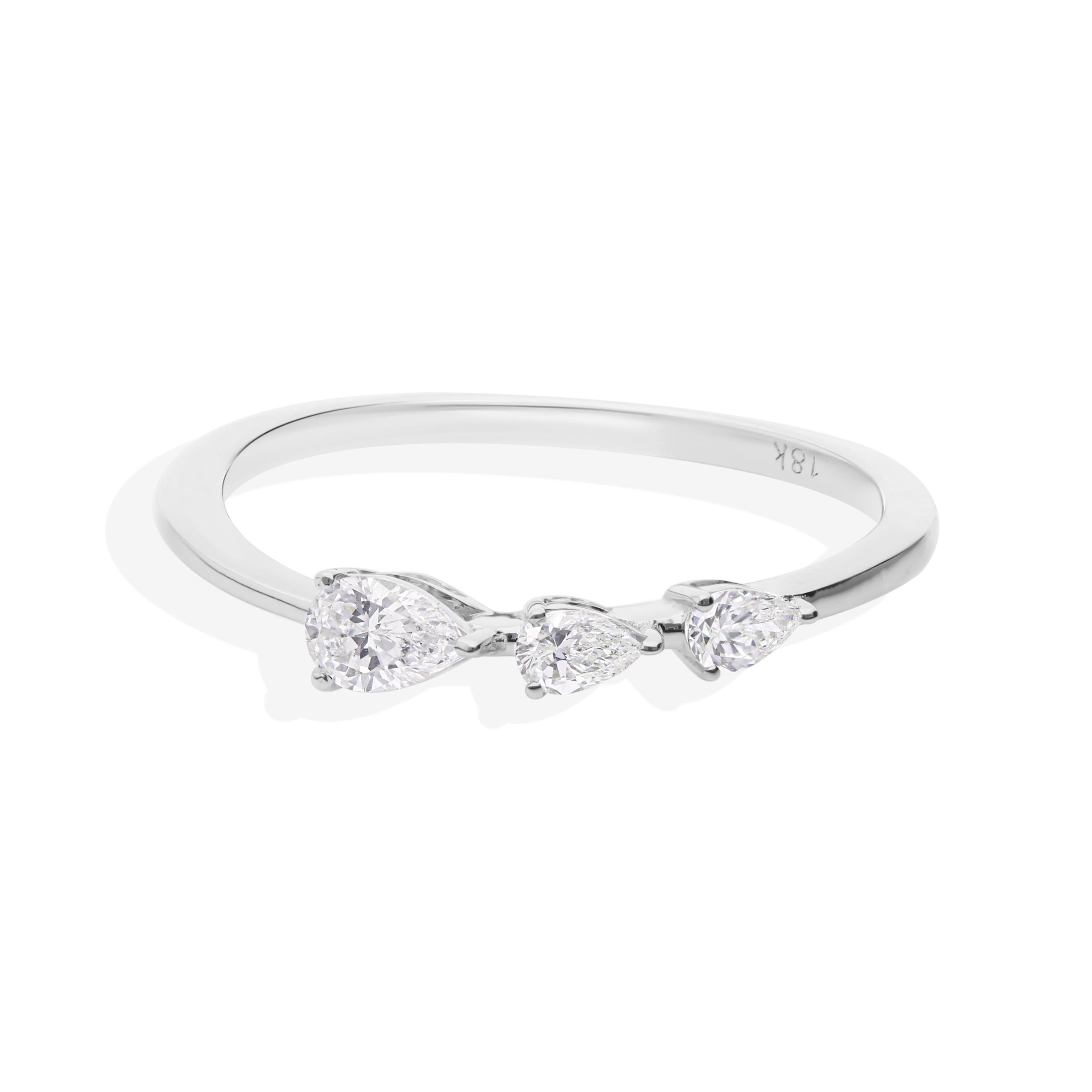 For Sale:  Minimal SI Clarity HI Color Diamond Stackable Ring Gift 18k White Gold 9