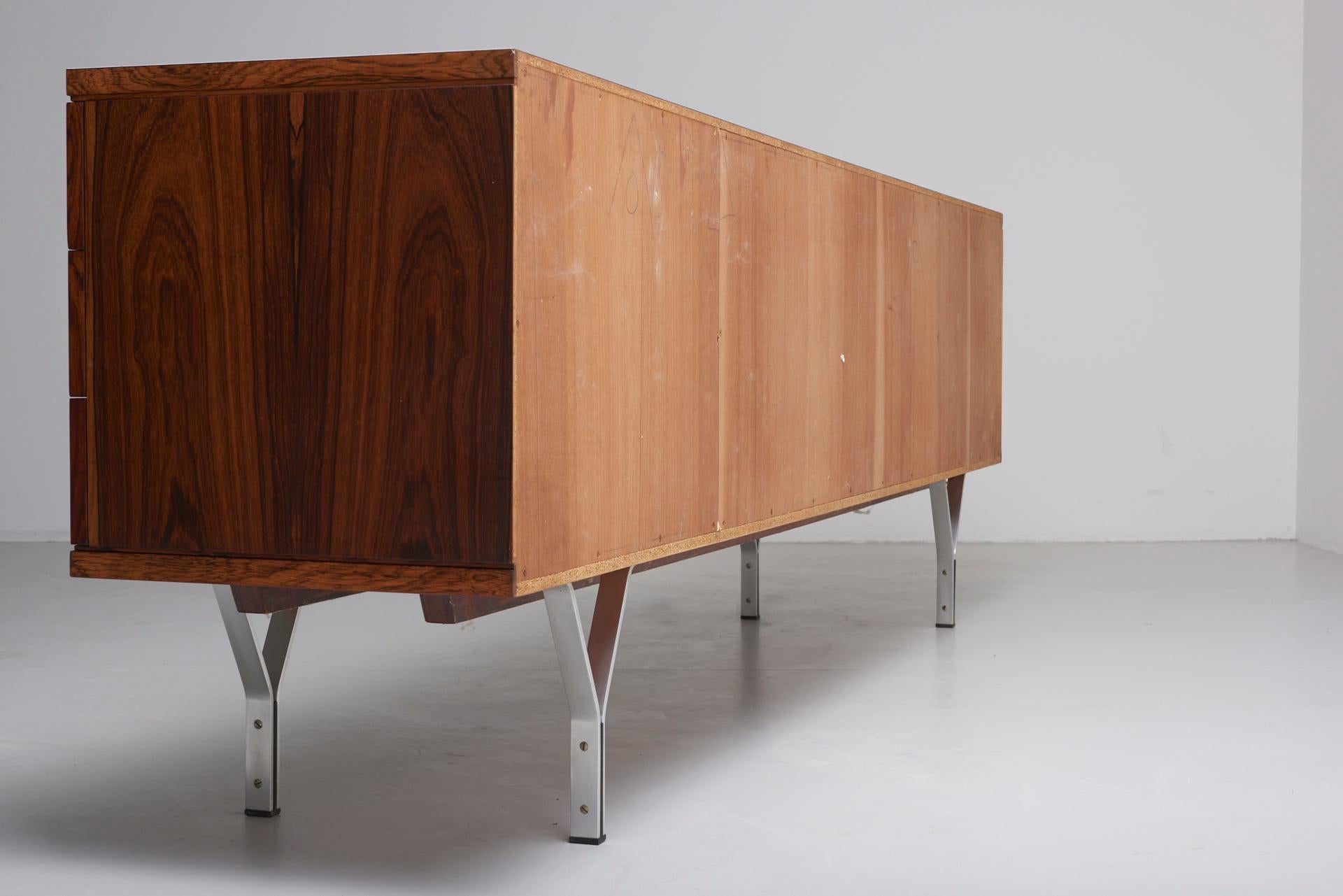 Minimal Sideboard in Rio Palissander with Y-Shaped Feet, 1960s 3