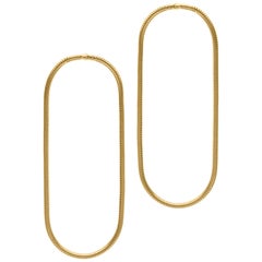 Minimal Snake Chain 18 Karat Gold-Plated Silver Large Hoop Shape Greek Earrings