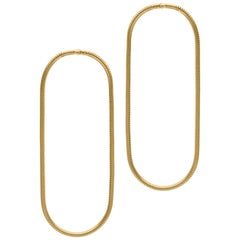 Minimal Snake Chain Gold-Plated Silver Large Hoop Shape Greek Earrings