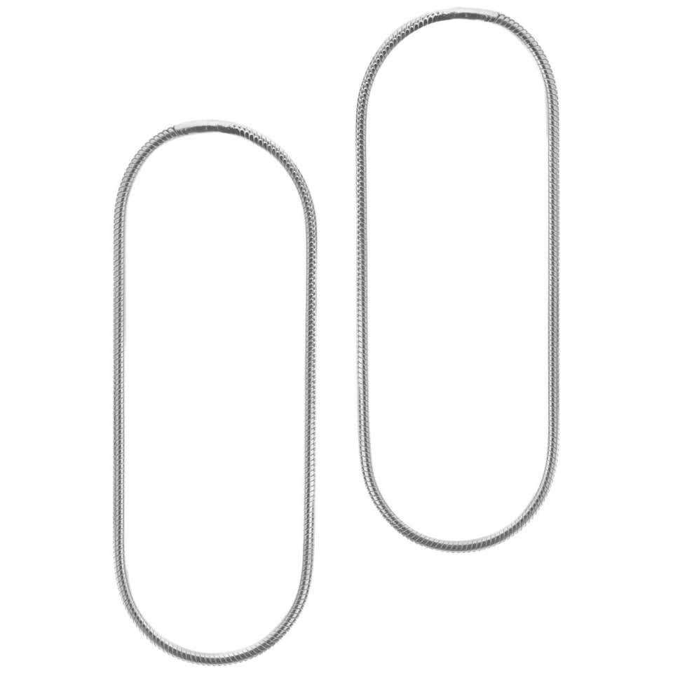 Minimal Snake Chain Sterling Silver Large Hoop Shape Greek Earrings For ...