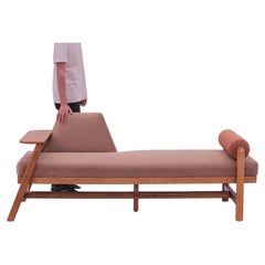 Minimal Solid Oak wood Contemporary SACHI Bench with bolster and brass detail