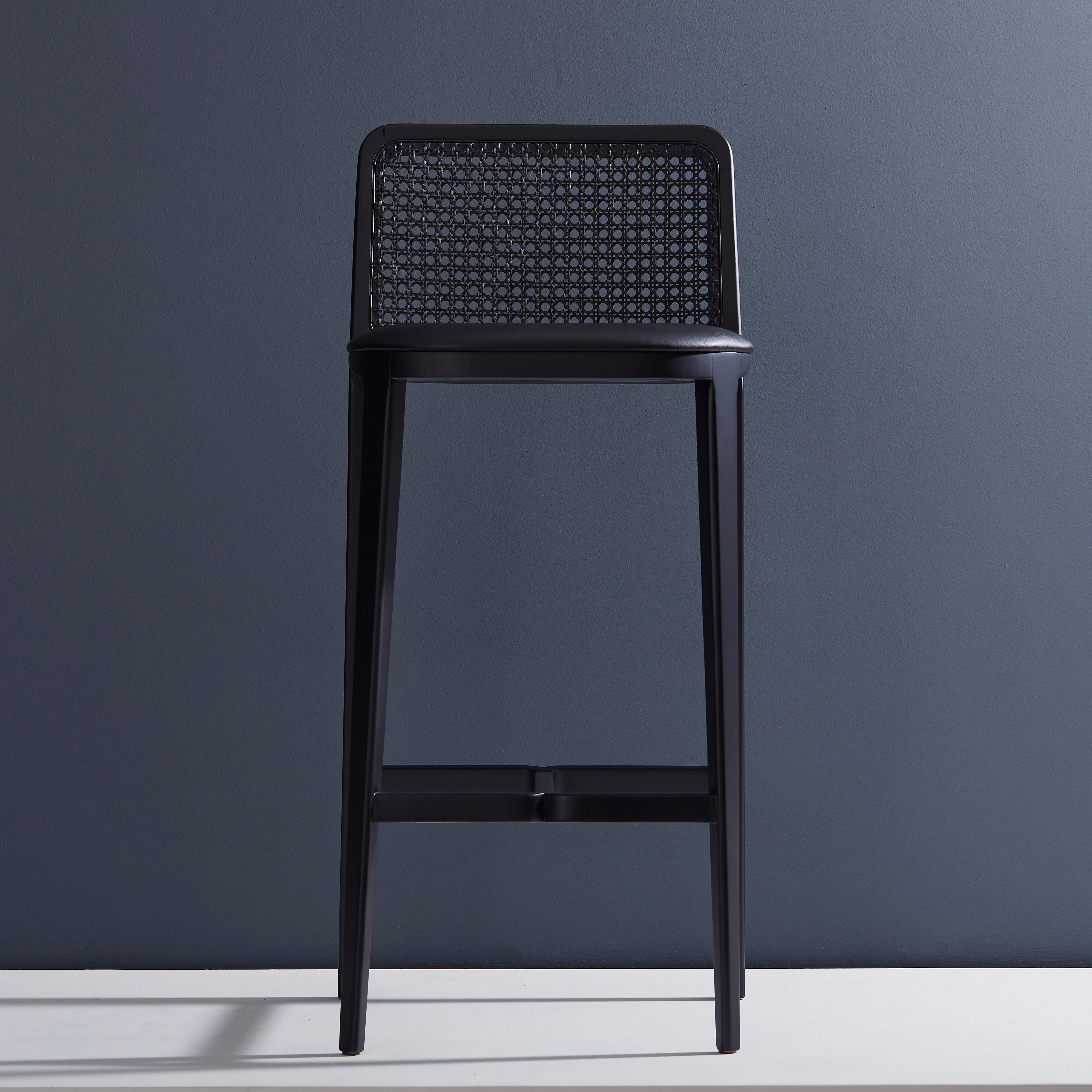 Minimal Style, Bar or Counter Stool in Solid Wood, Textiles or Leather Seatings For Sale 2