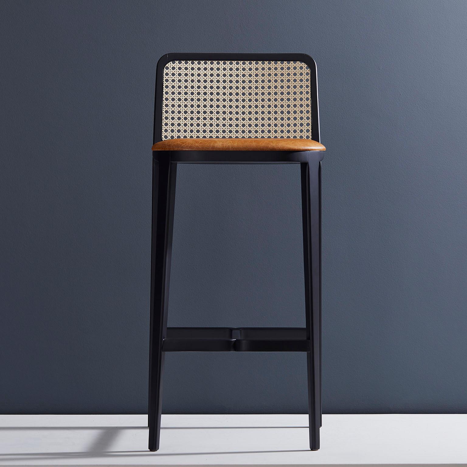 Minimal Style, Bar or Counter Stool in Solid Wood, Textiles or Leather Seatings For Sale 3