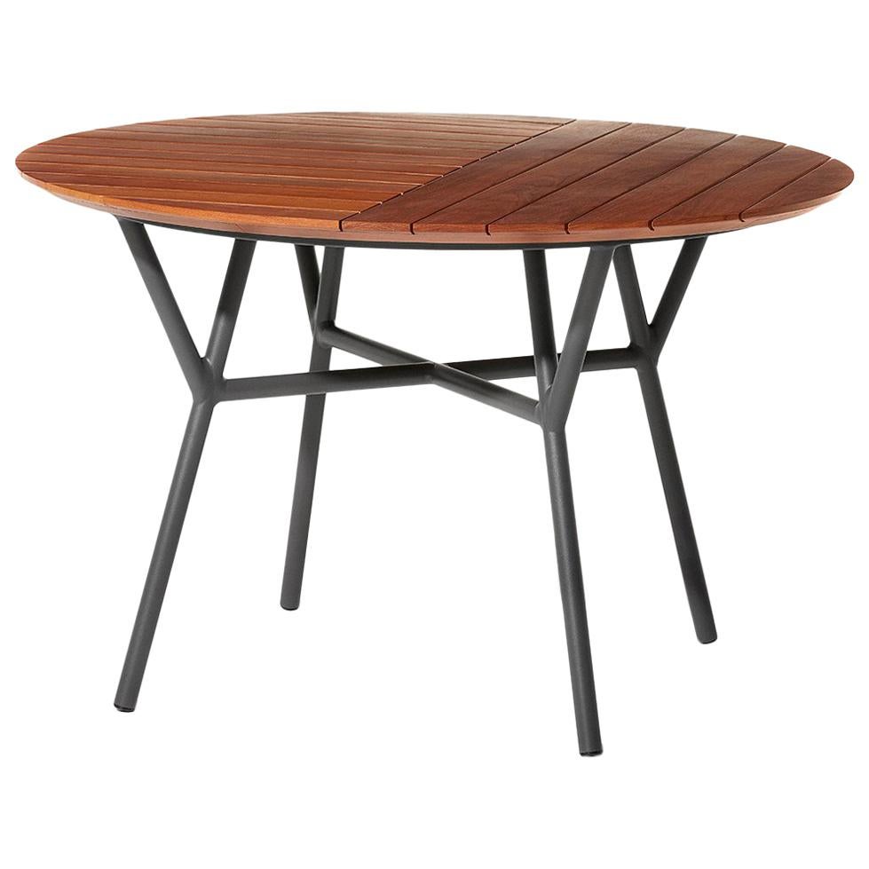 Minimal Style Round Tables in Metal and Solid Wood For Sale