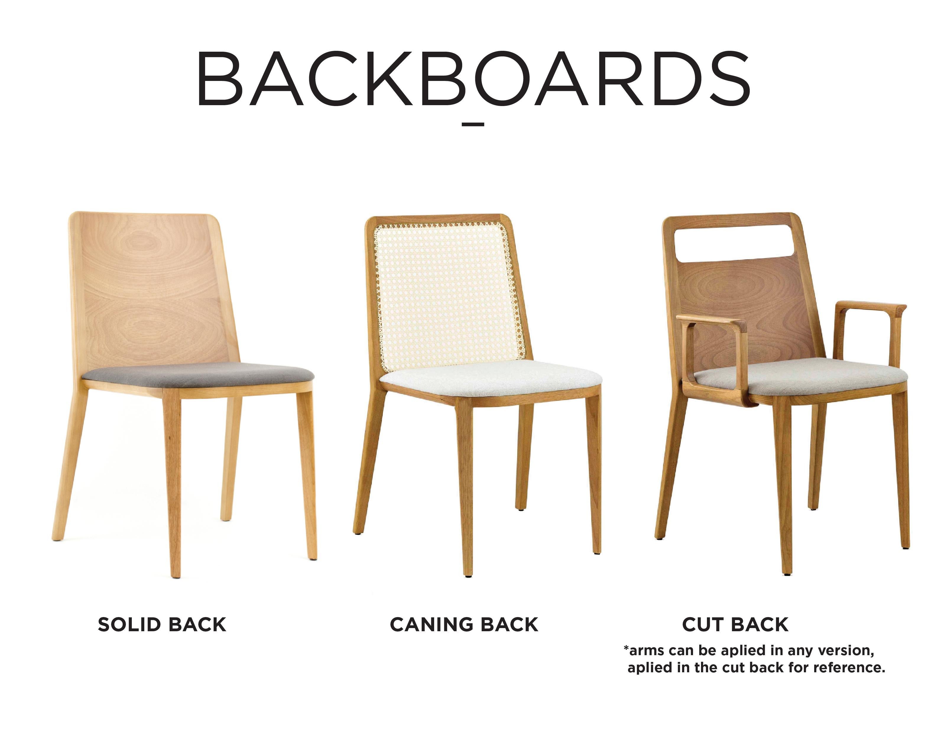 Minimal Style, Solid Wood Chair, Leather or Textile Seating, Caning Backboard For Sale 6