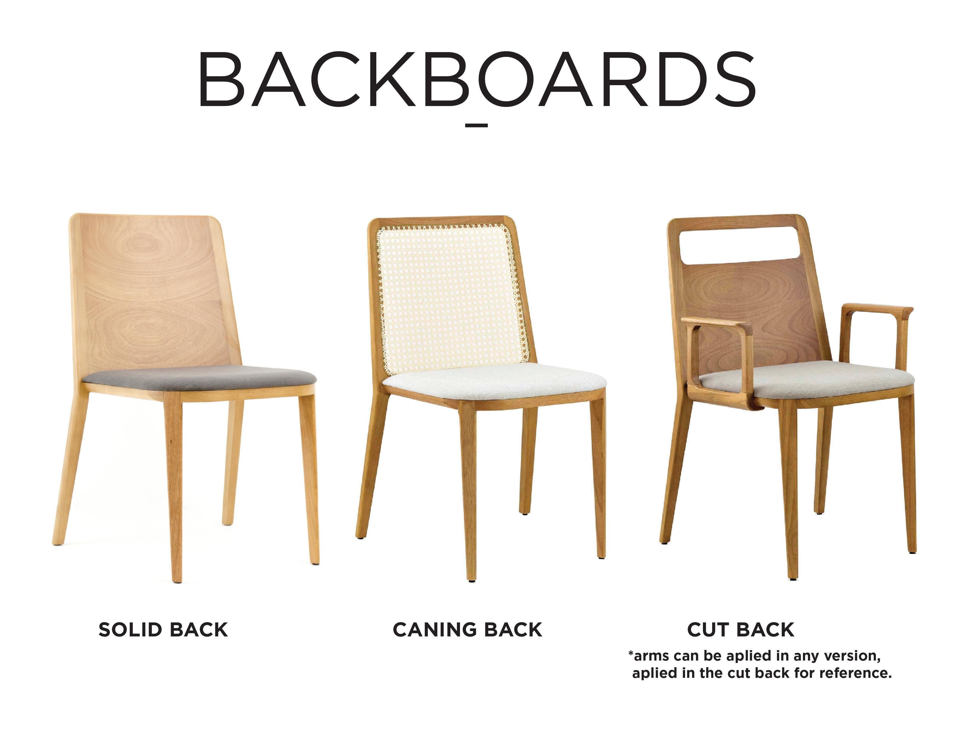 Minimal Style, Solid Wood Chair, Leather or Textile Seating, Caning Backboard For Sale 4